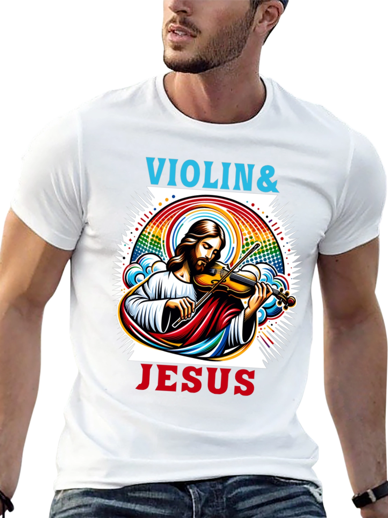 Violin & Jesus Graphic Tee - Christian Music Shirt
