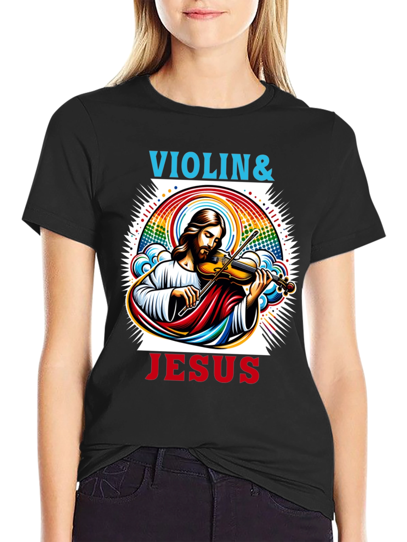 Violin & Jesus Graphic Tee - Christian Music Shirt