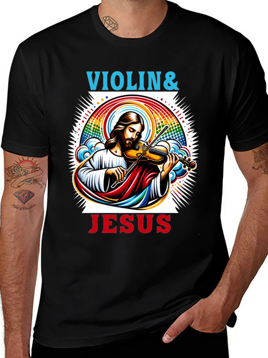 Violin & Jesus Graphic Tee - Christian Music Shirt