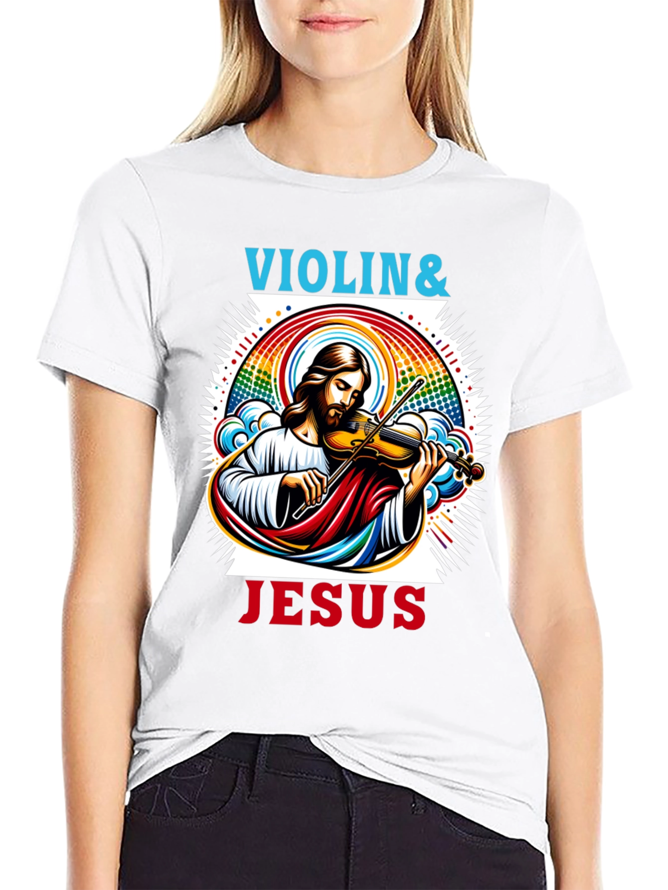 Violin & Jesus Graphic Tee - Christian Music Shirt