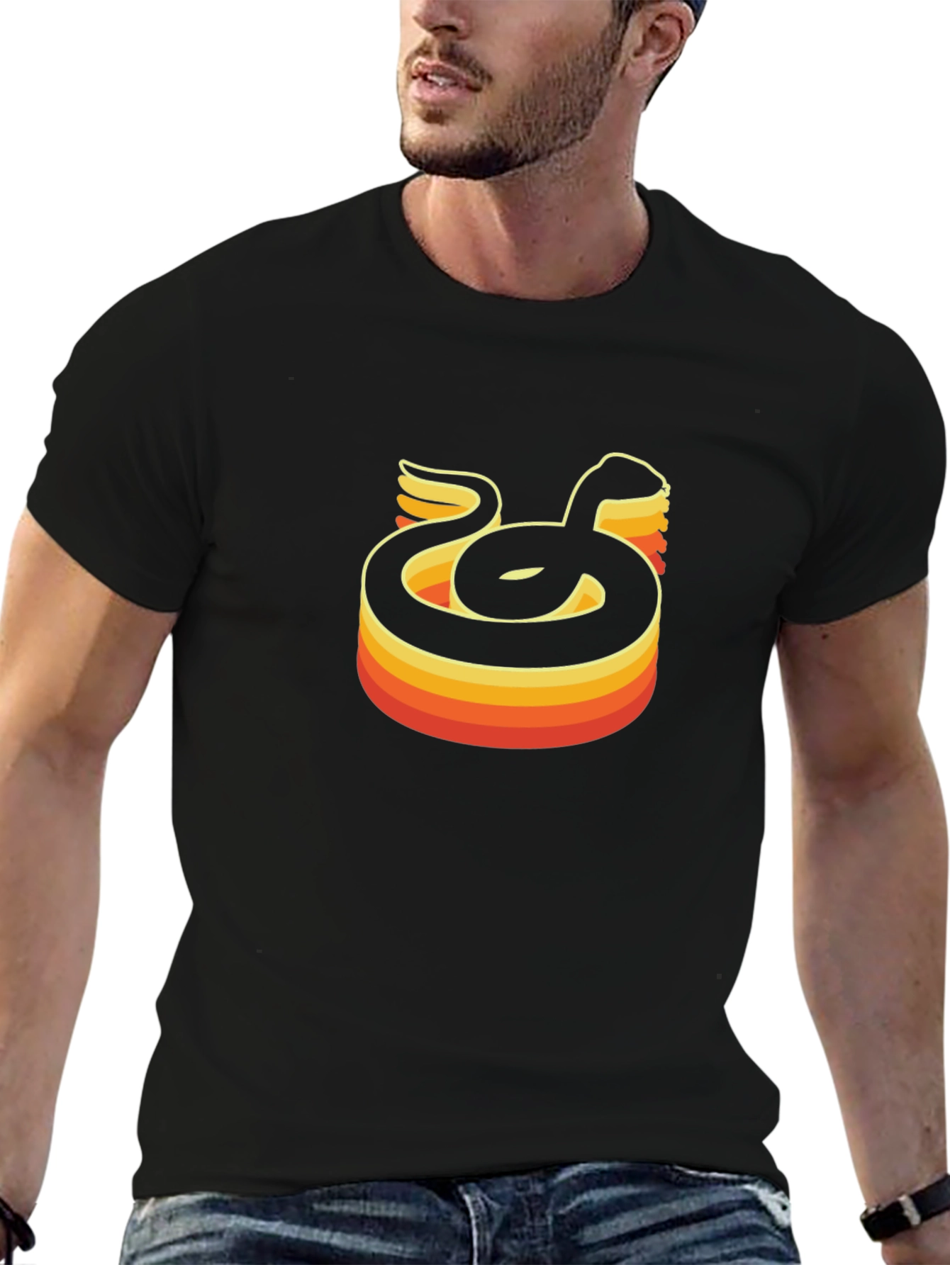 Retro Snake Graphic Tee - Black T-Shirt