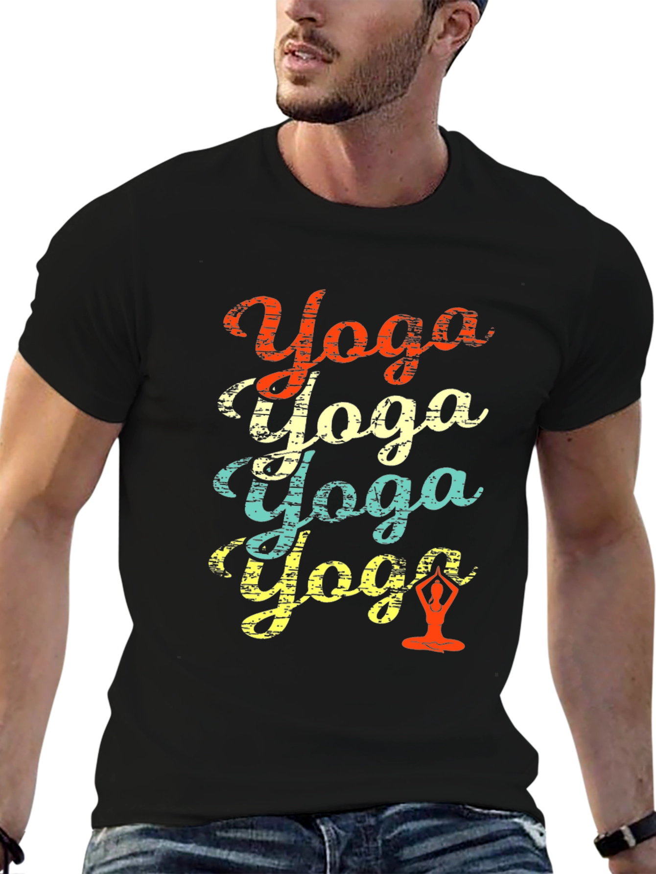 Retro Yoga Graphic Tee - Relaxed Fit