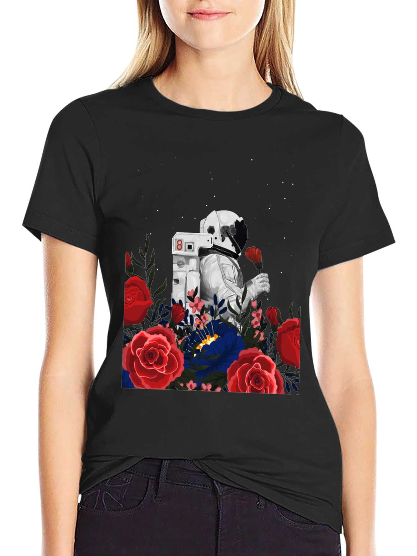 Astronaut and Roses Graphic Tee - Unisex