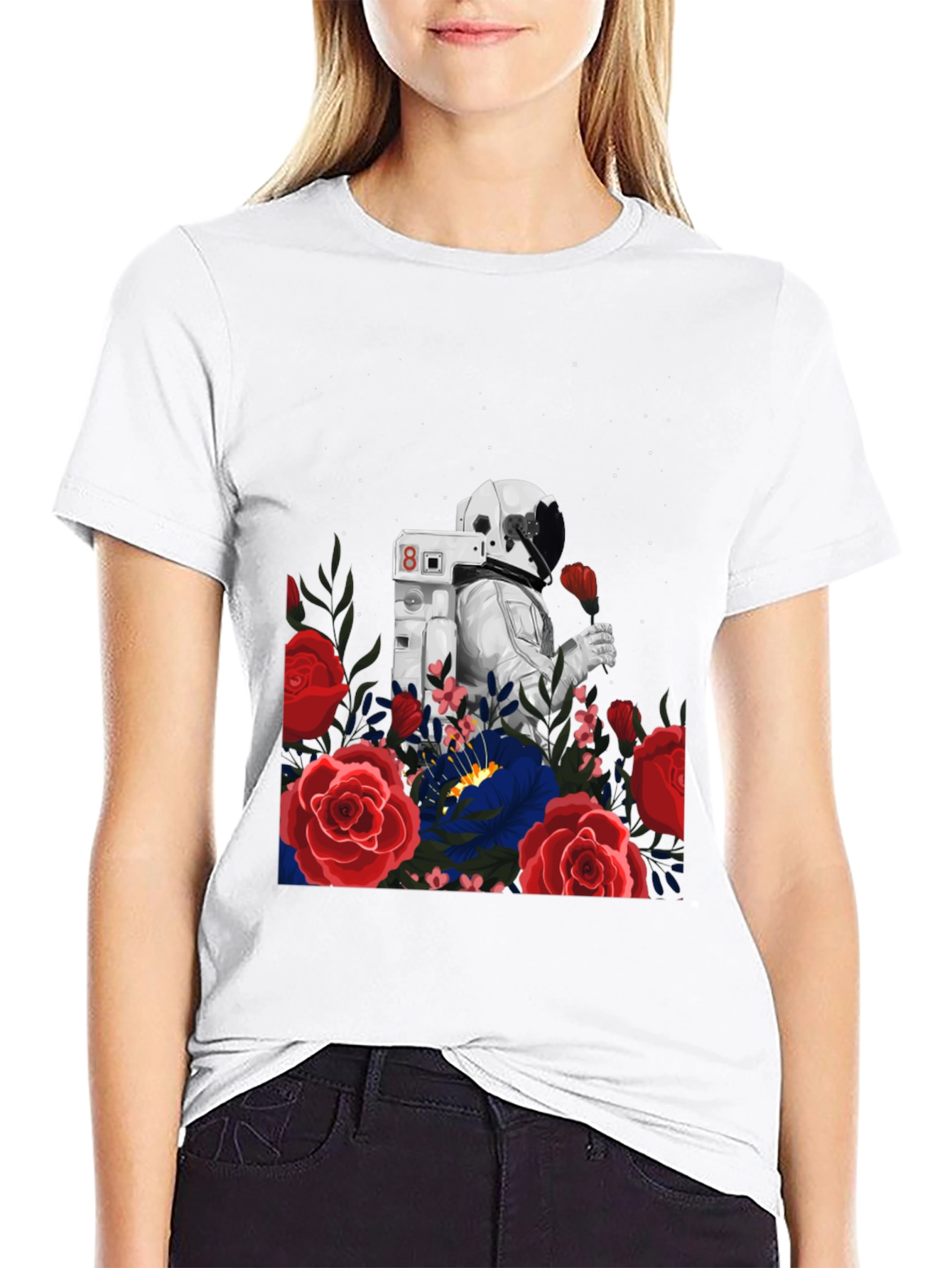 Astronaut and Roses Graphic Tee - Unisex