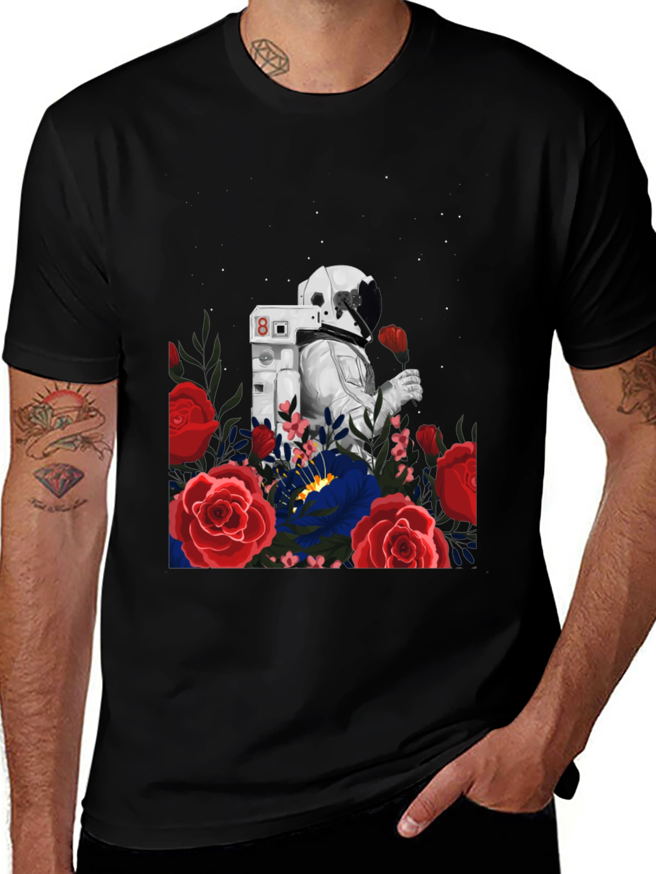 Astronaut and Roses Graphic Tee - Unisex
