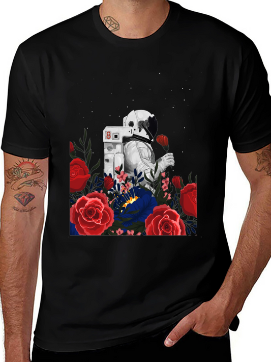 Astronaut and Roses Graphic Tee - Unisex