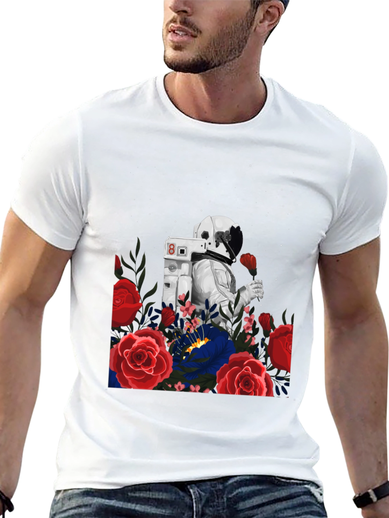 Astronaut and Roses Graphic Tee - Unisex