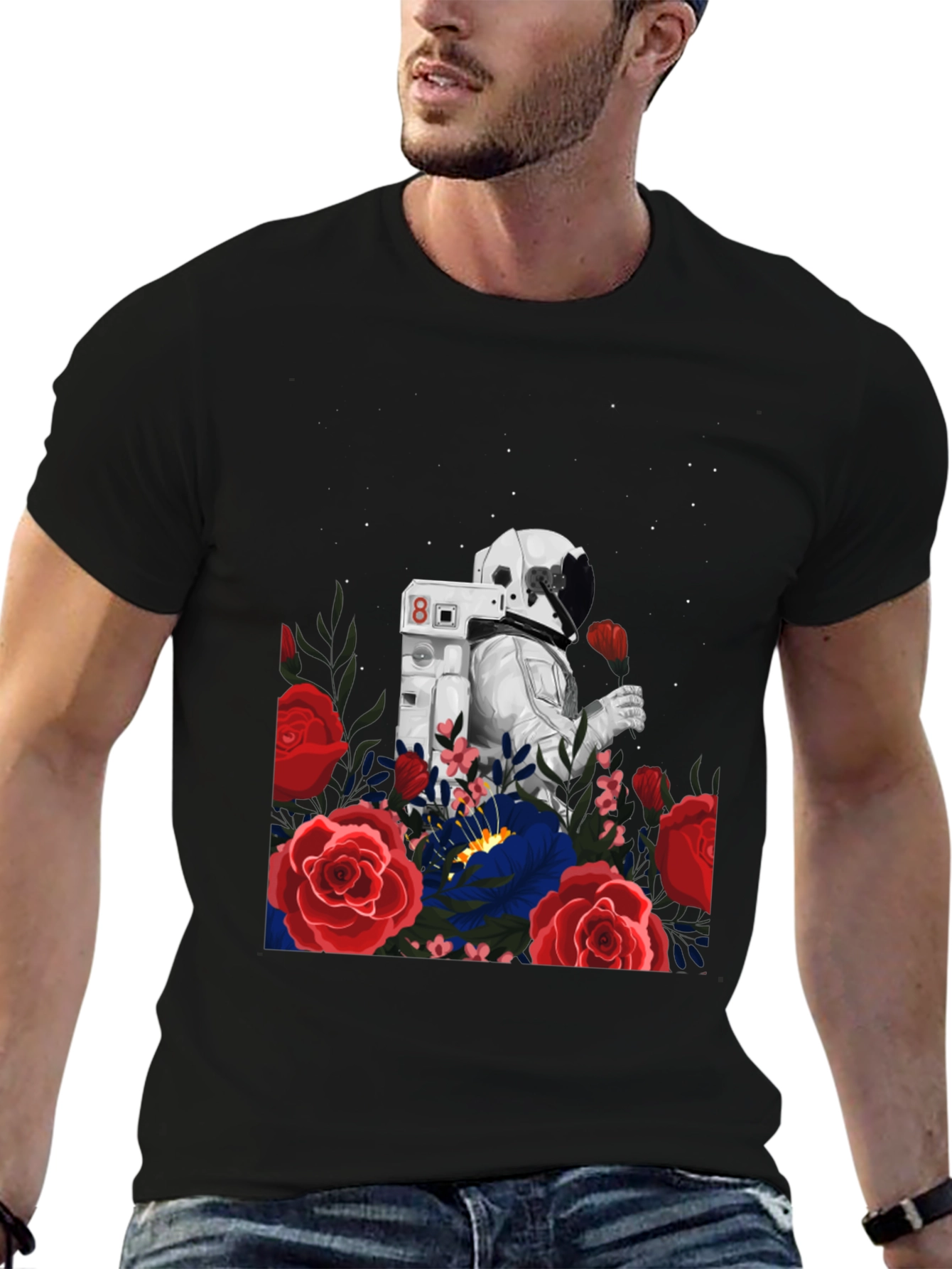 Astronaut and Roses Graphic Tee - Unisex