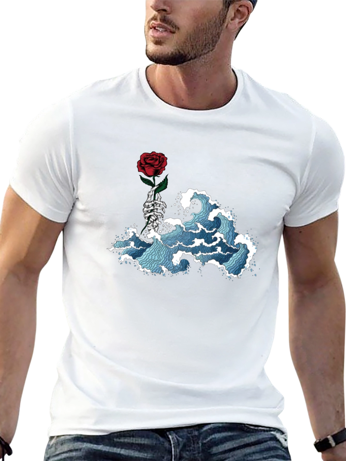 Rose Wave Graphic Tee - Black