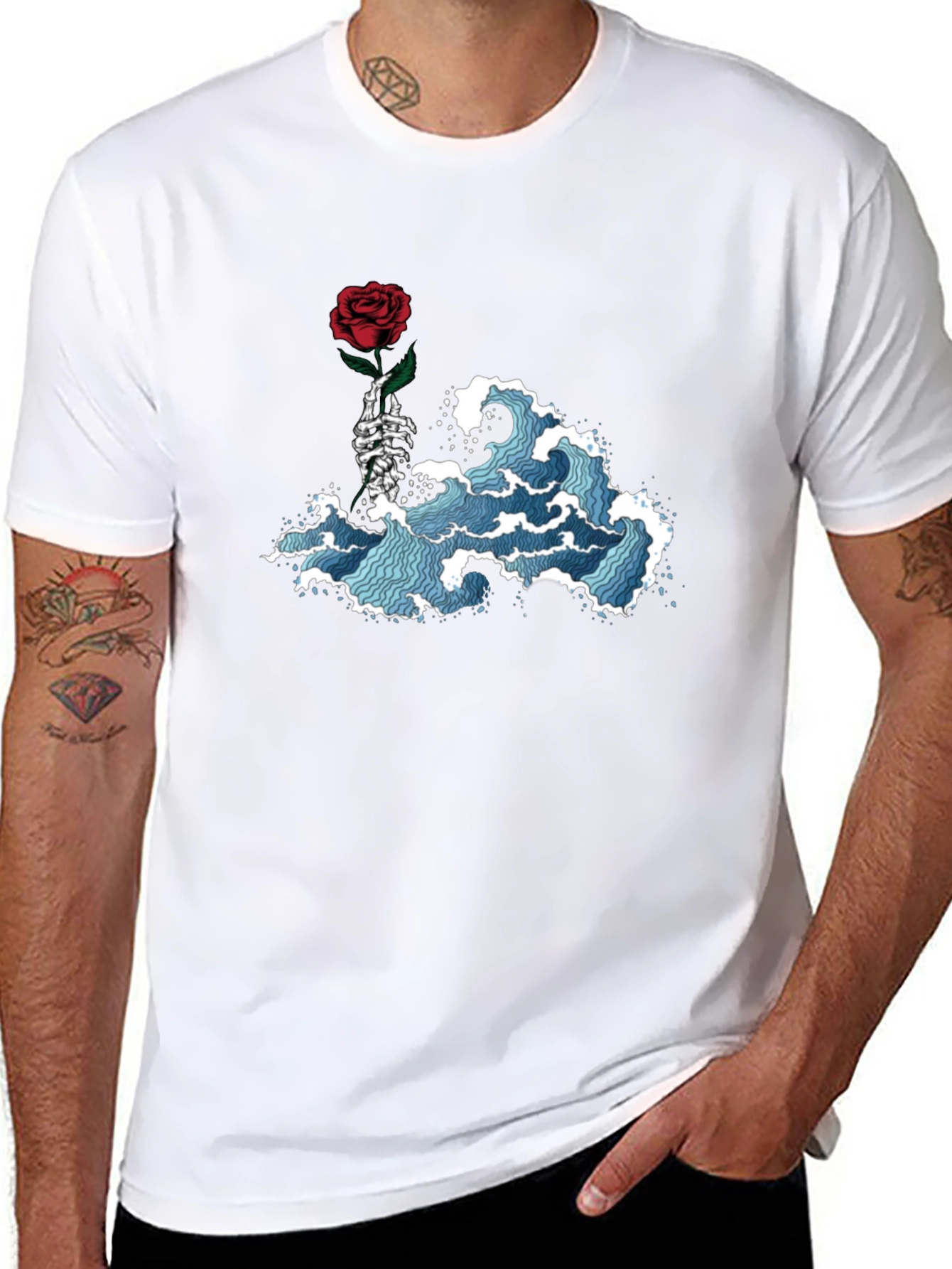 Rose Wave Graphic Tee - Black