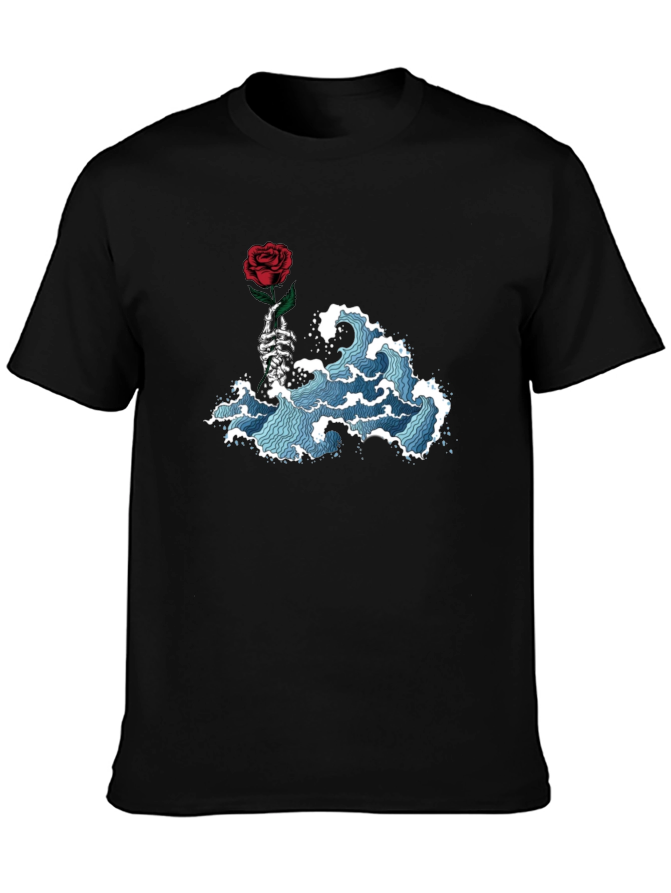 Rose Wave Graphic Tee - Black