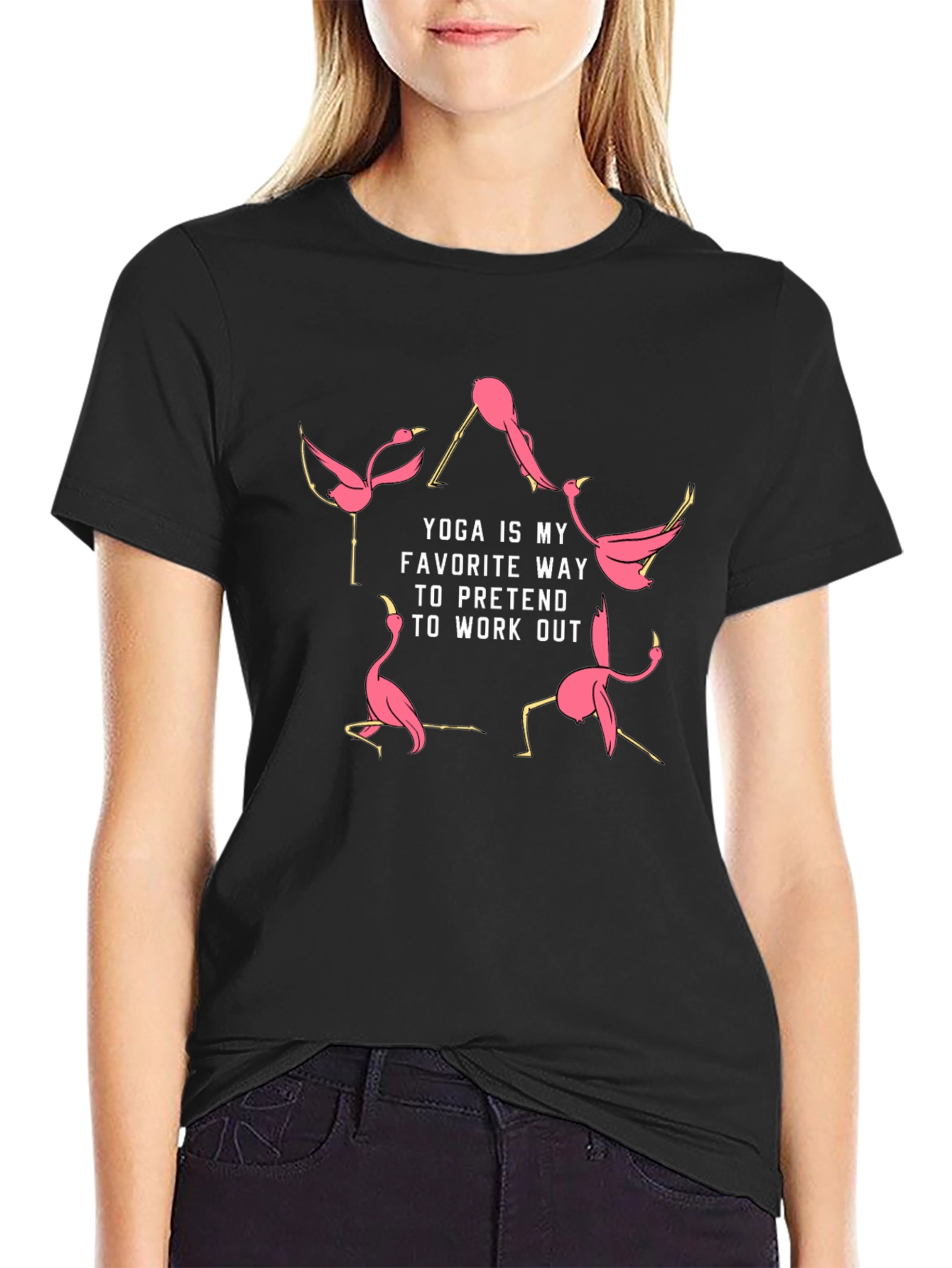 Yoga Flamingo Graphic Tee - Funny Workout Shirt