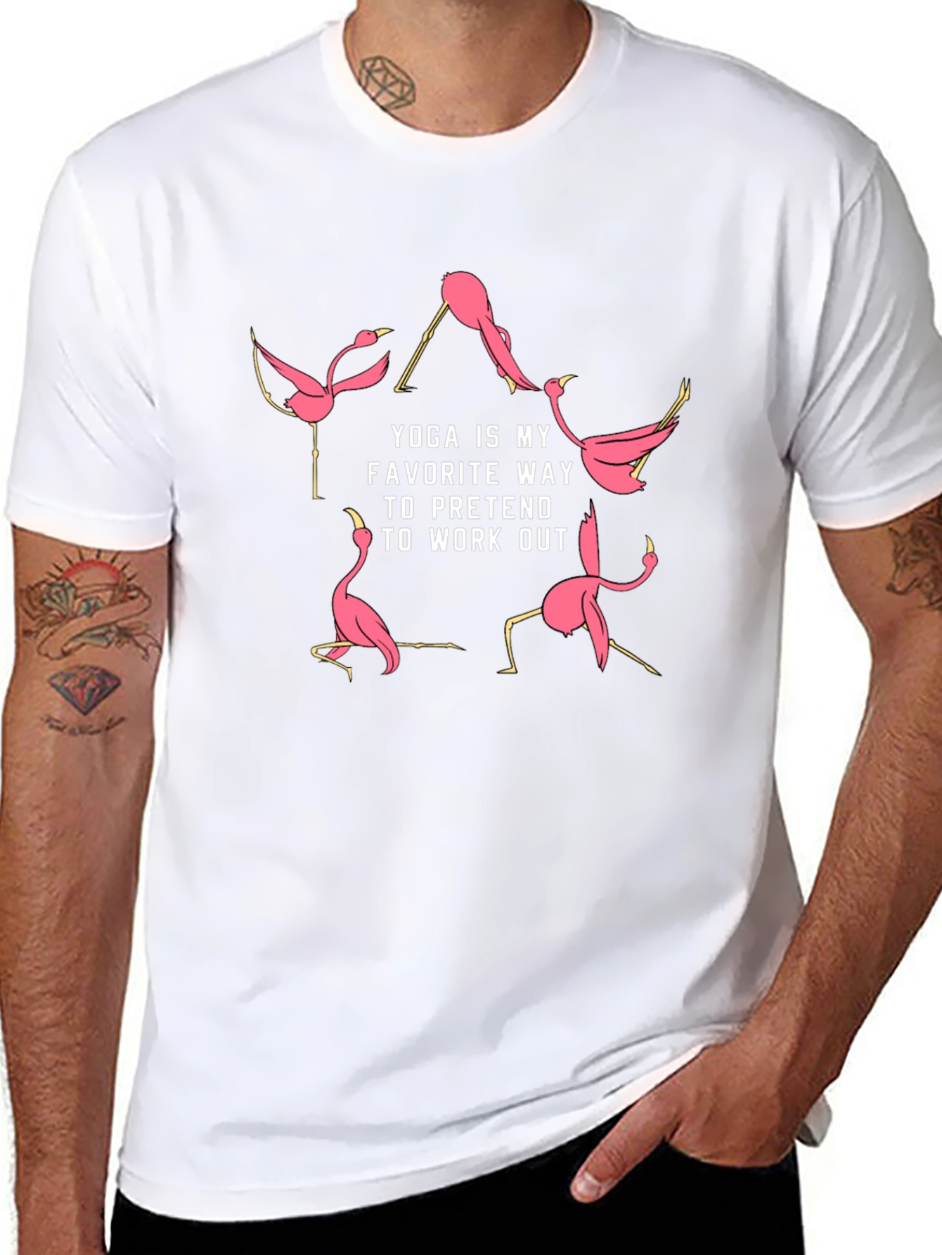 Yoga Flamingo Graphic Tee - Funny Workout Shirt