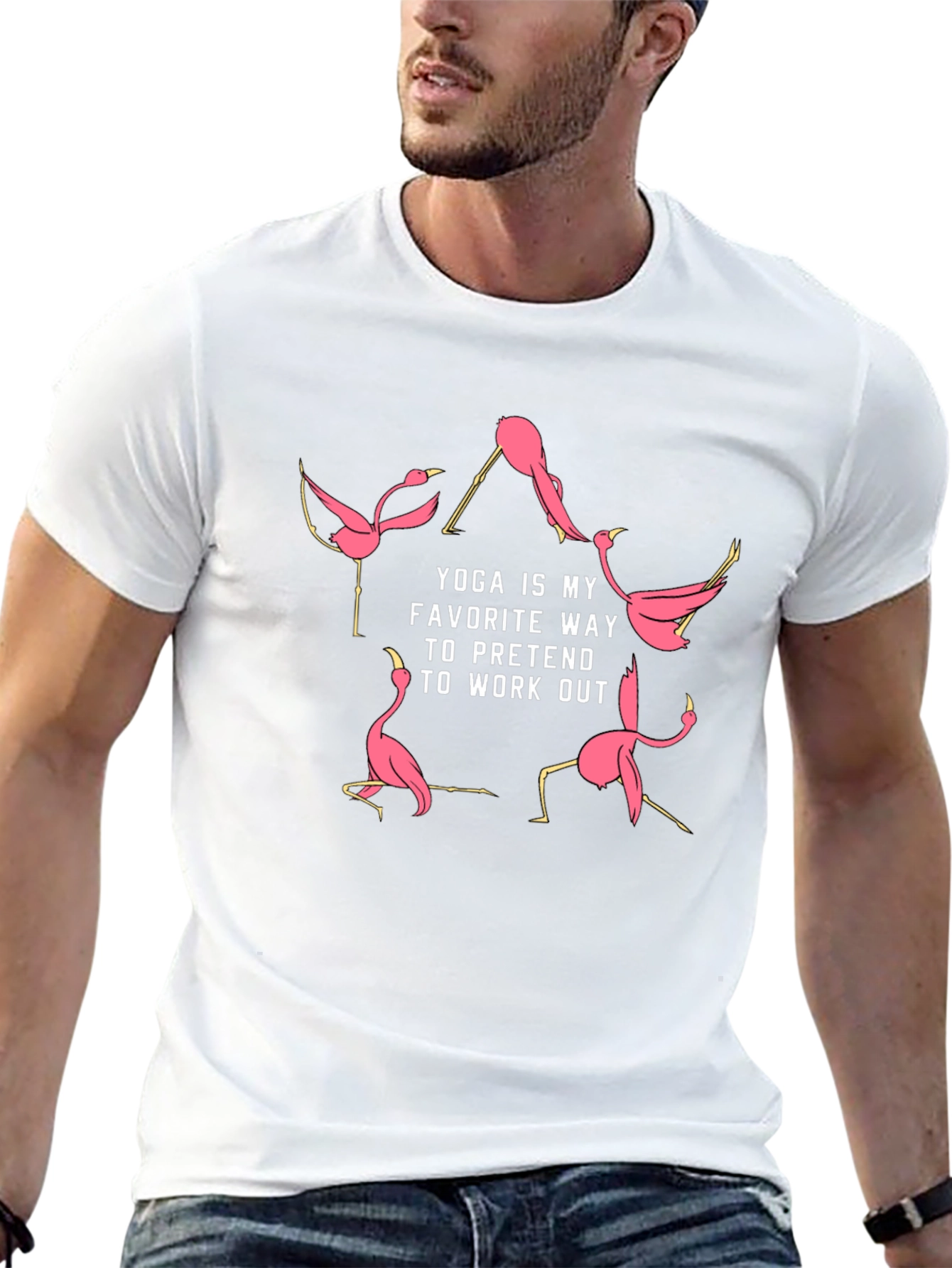 Yoga Flamingo Graphic Tee - Funny Workout Shirt