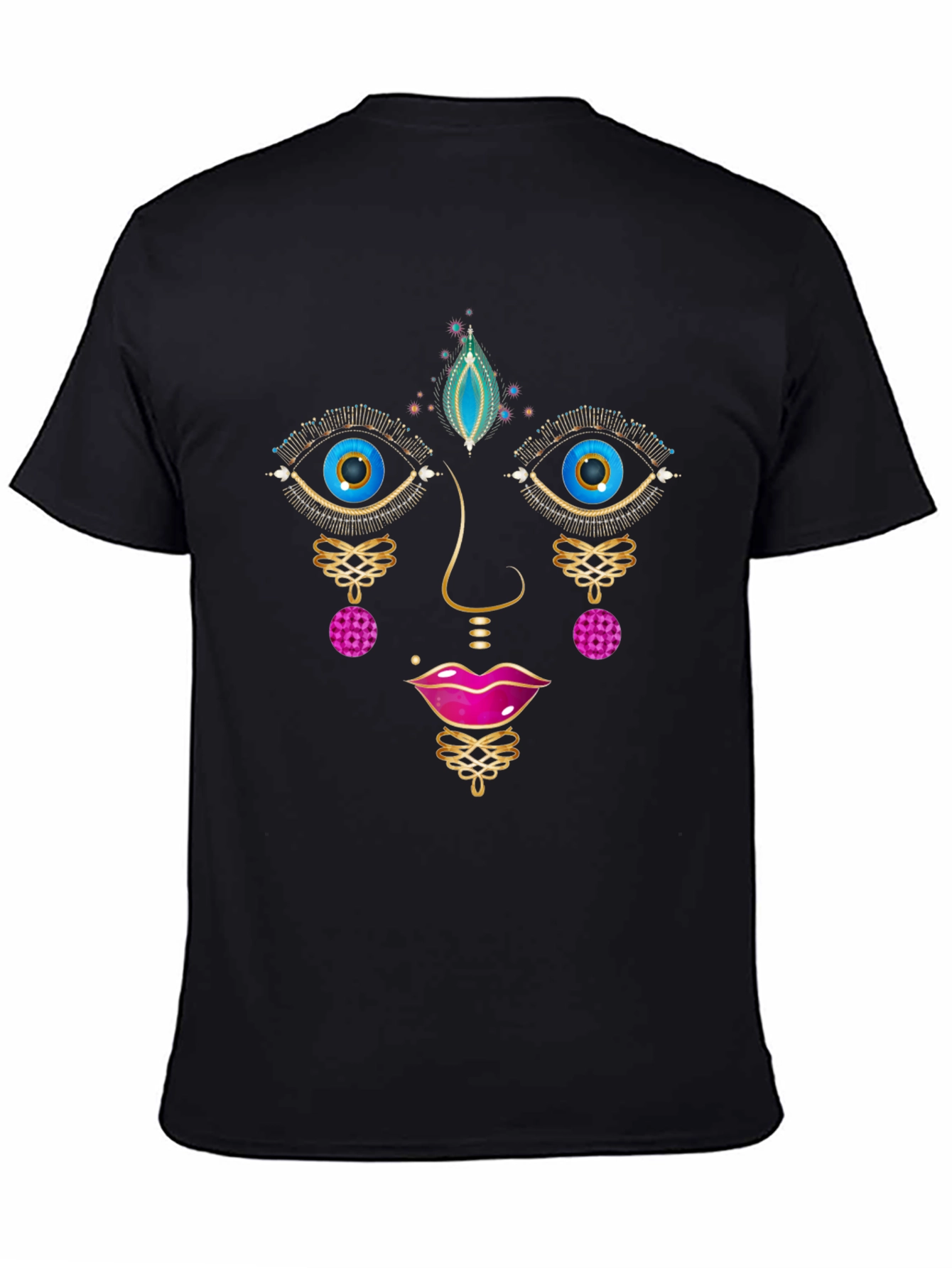 Abstract Face Graphic Tee - Unisex Black T-Shirt