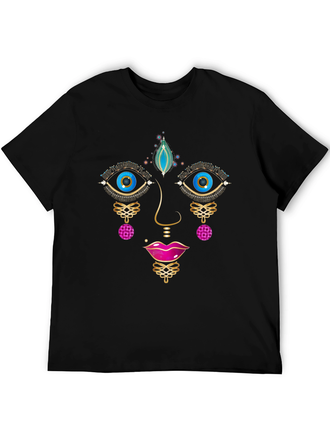 Abstract Face Graphic Tee - Unisex Black T-Shirt