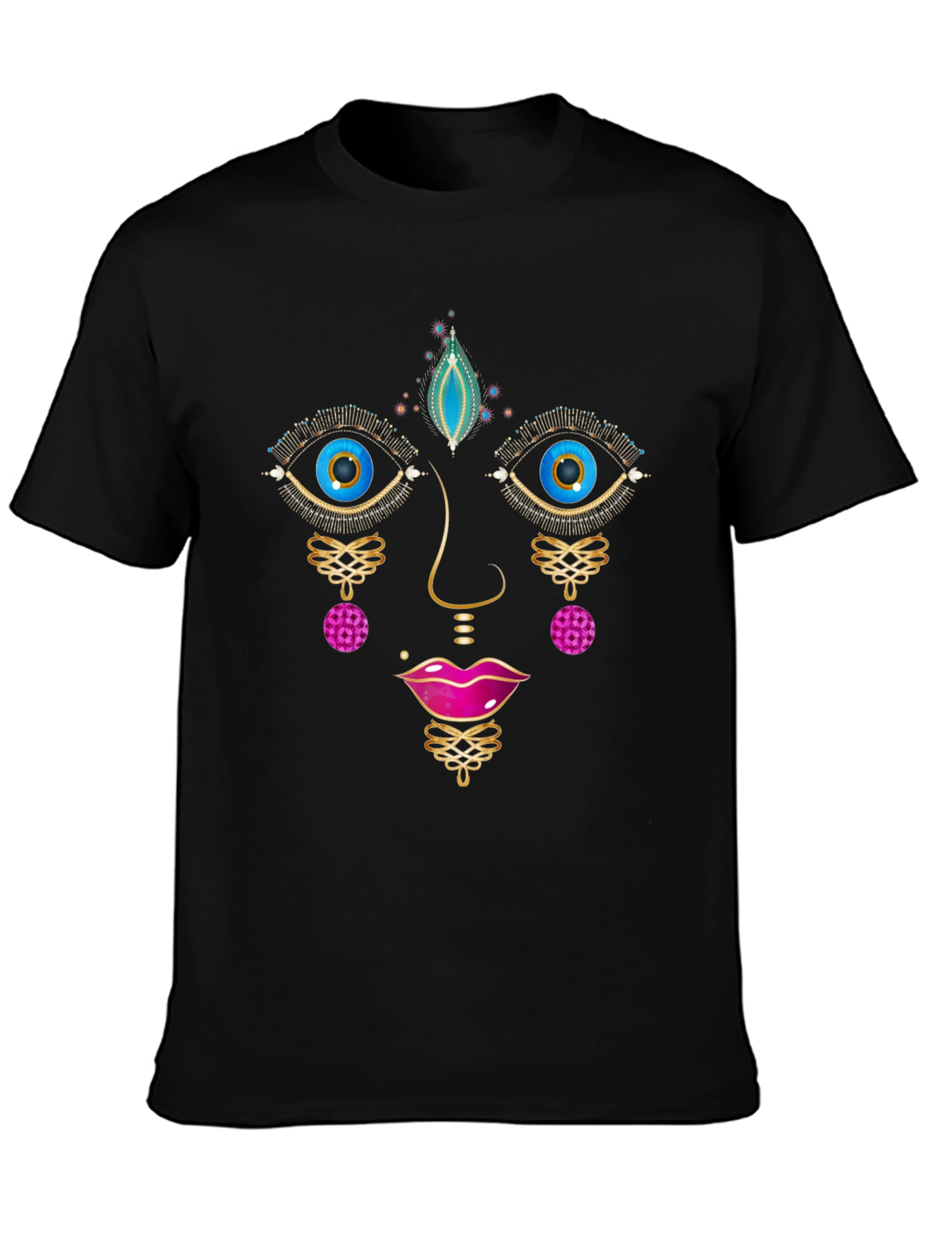 Abstract Face Graphic Tee - Unisex Black T-Shirt