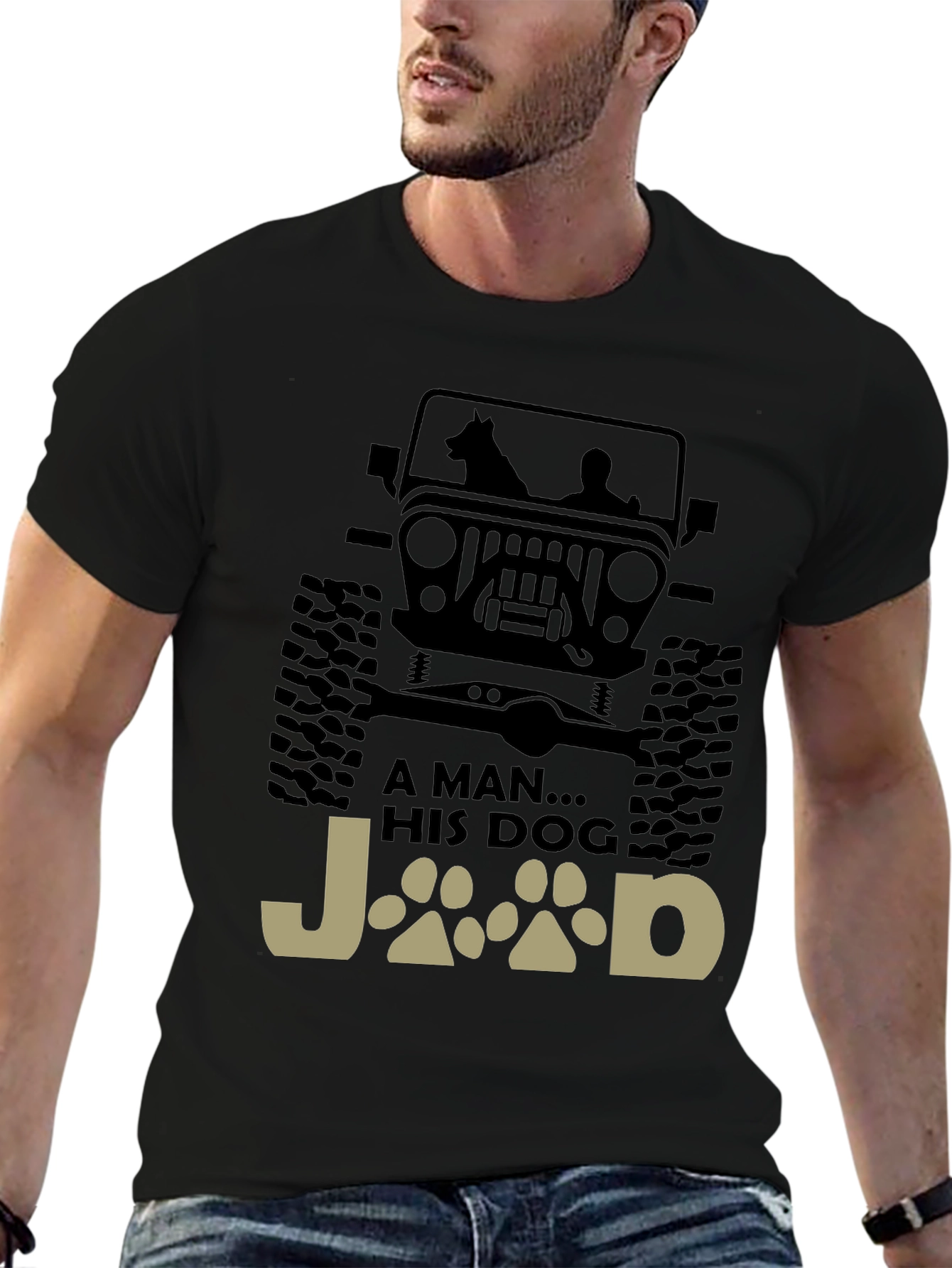A Man and His Dog Jeep T-Shirt