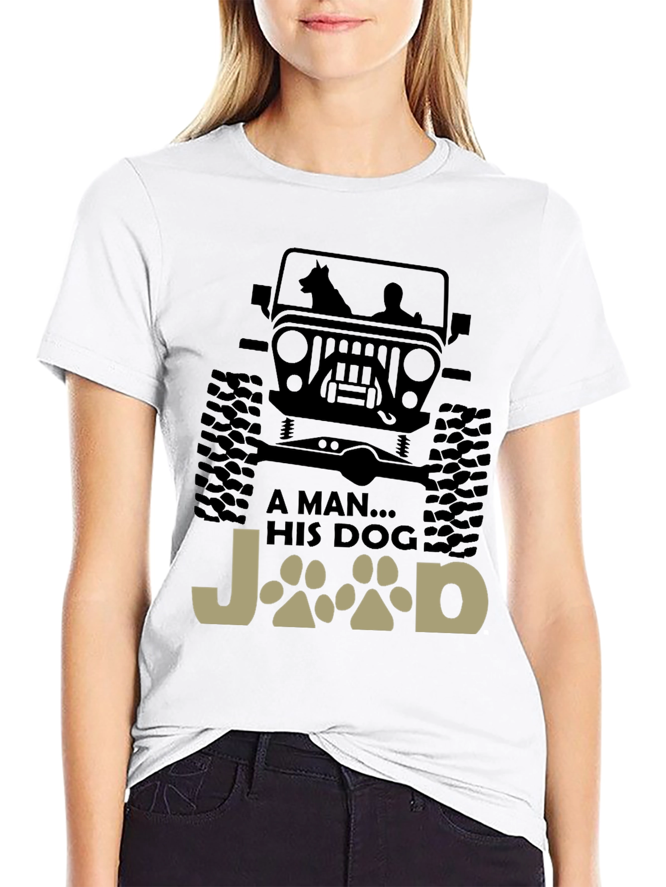 A Man and His Dog Jeep T-Shirt