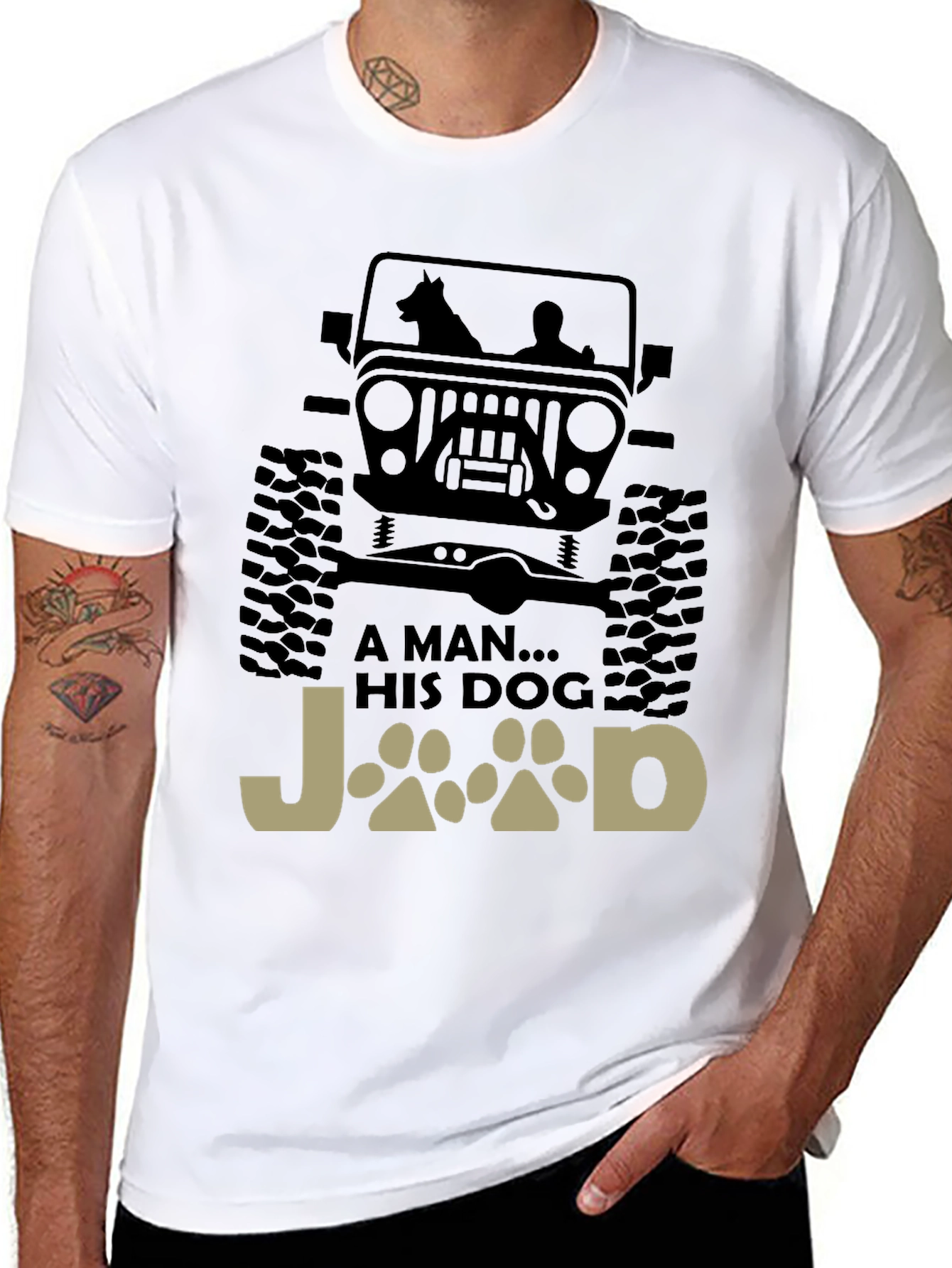 A Man and His Dog Jeep T-Shirt