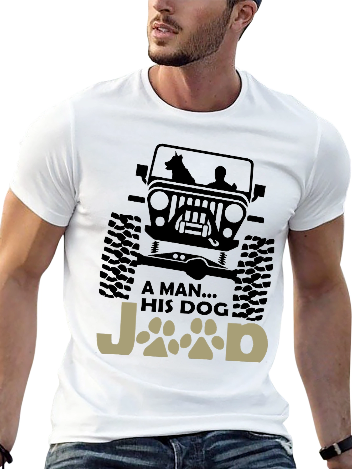A Man and His Dog Jeep T-Shirt
