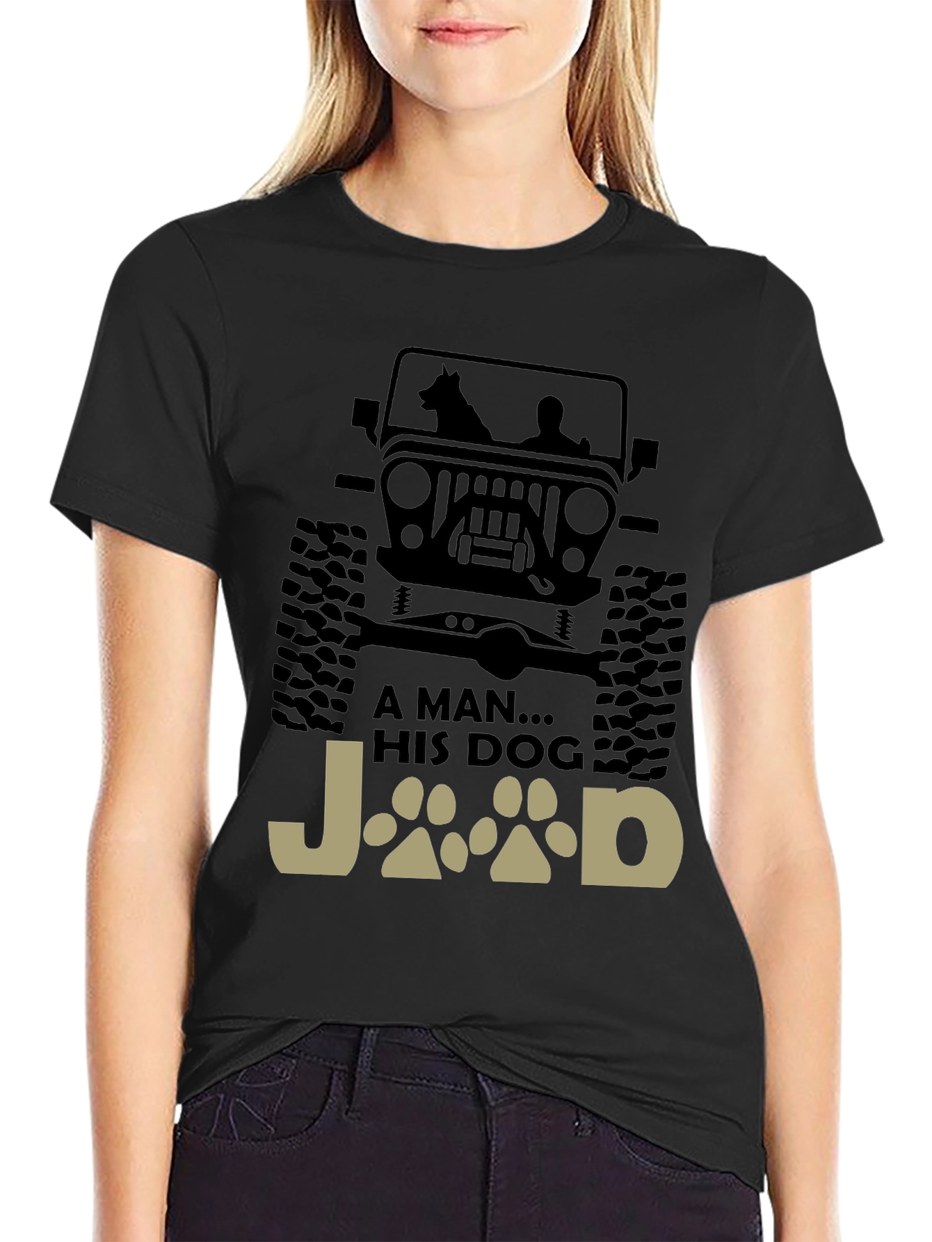 A Man and His Dog Jeep T-Shirt