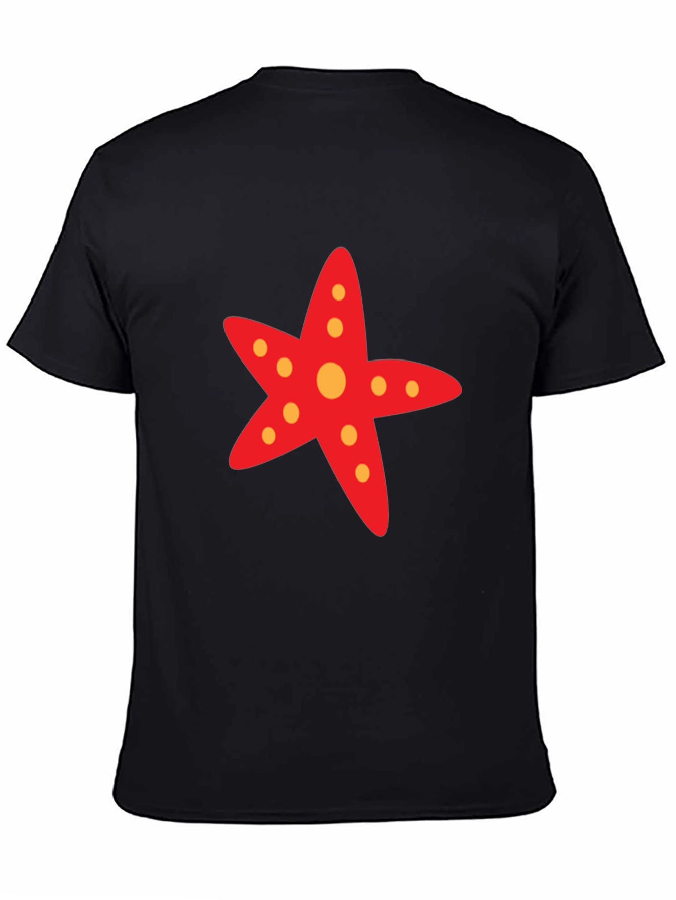 Starfish Graphic Tee - Black Cotton Casual T-Shirt