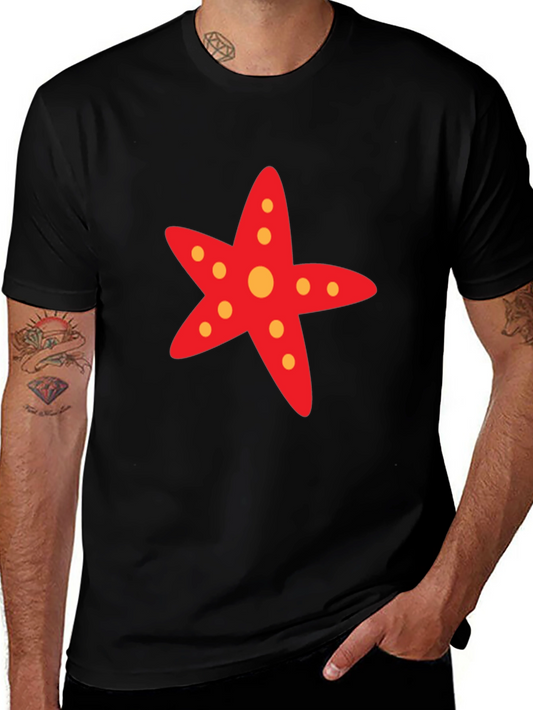 Starfish Graphic Tee - Black Cotton Casual T-Shirt