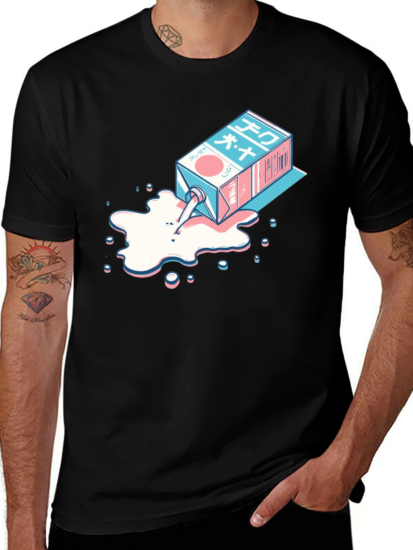 Anime Milk Carton Spill Graphic Tee - Cool Streetwear