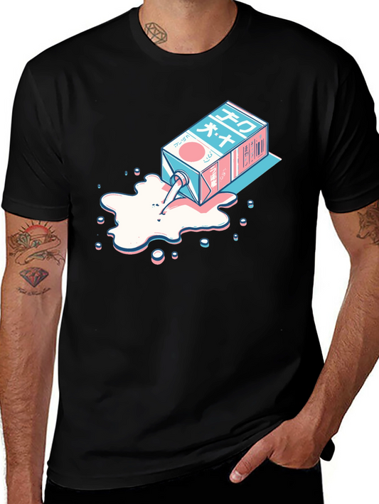 Anime Milk Carton Spill Graphic Tee - Cool Streetwear