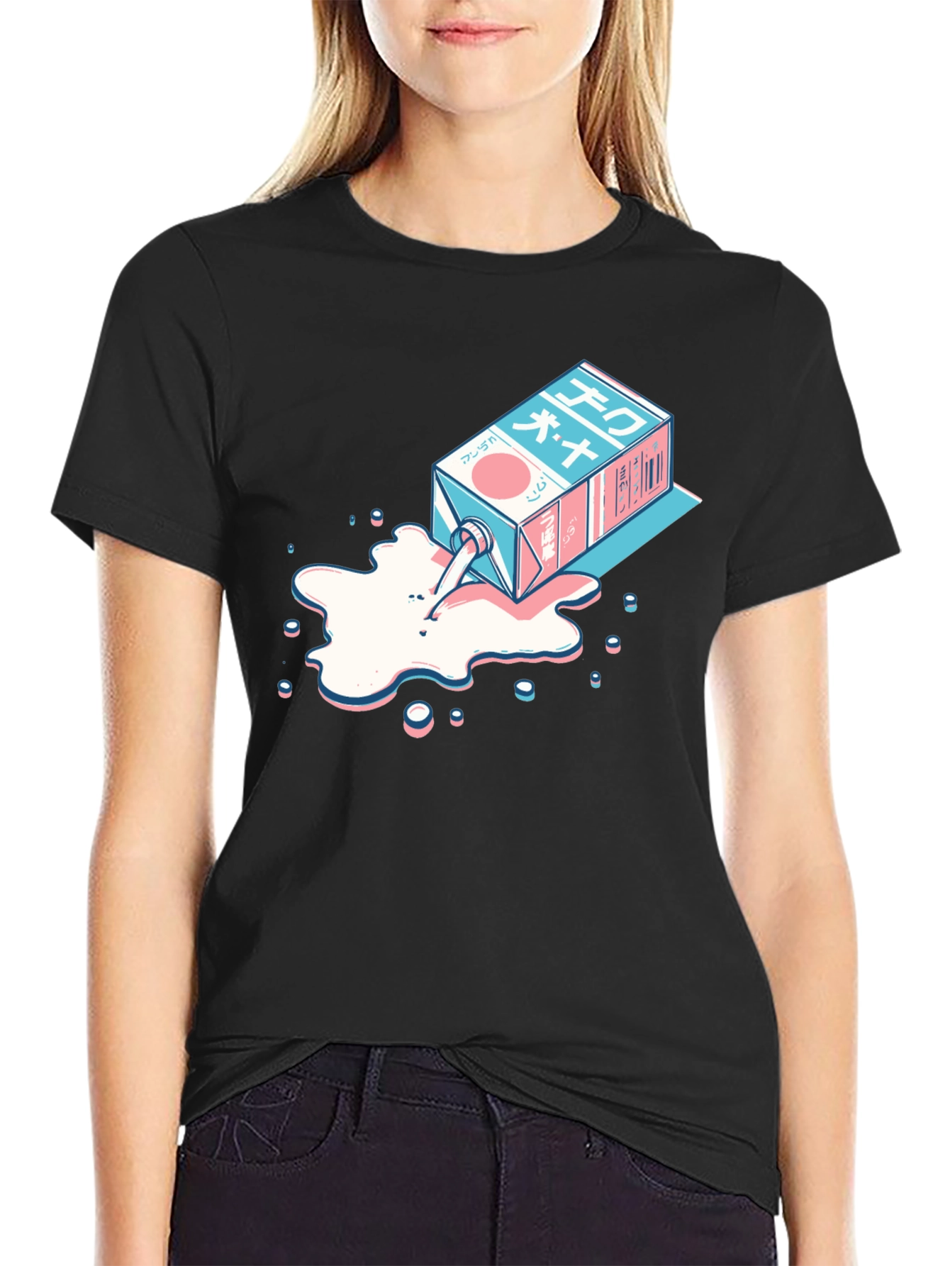 Anime Milk Carton Spill Graphic Tee - Cool Streetwear