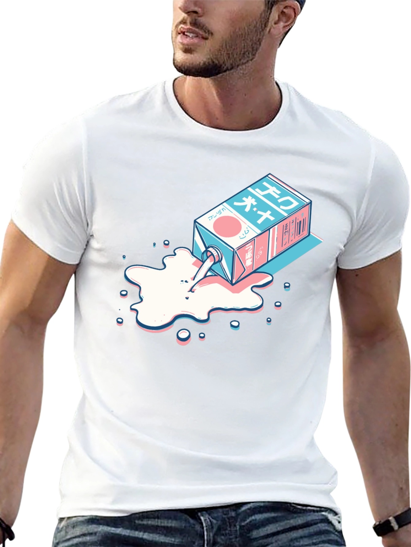 Anime Milk Carton Spill Graphic Tee - Cool Streetwear