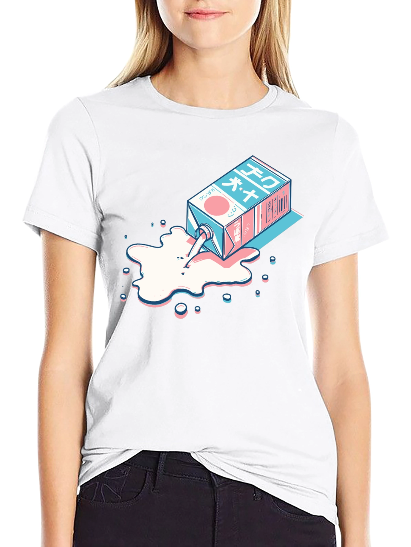 Anime Milk Carton Spill Graphic Tee - Cool Streetwear