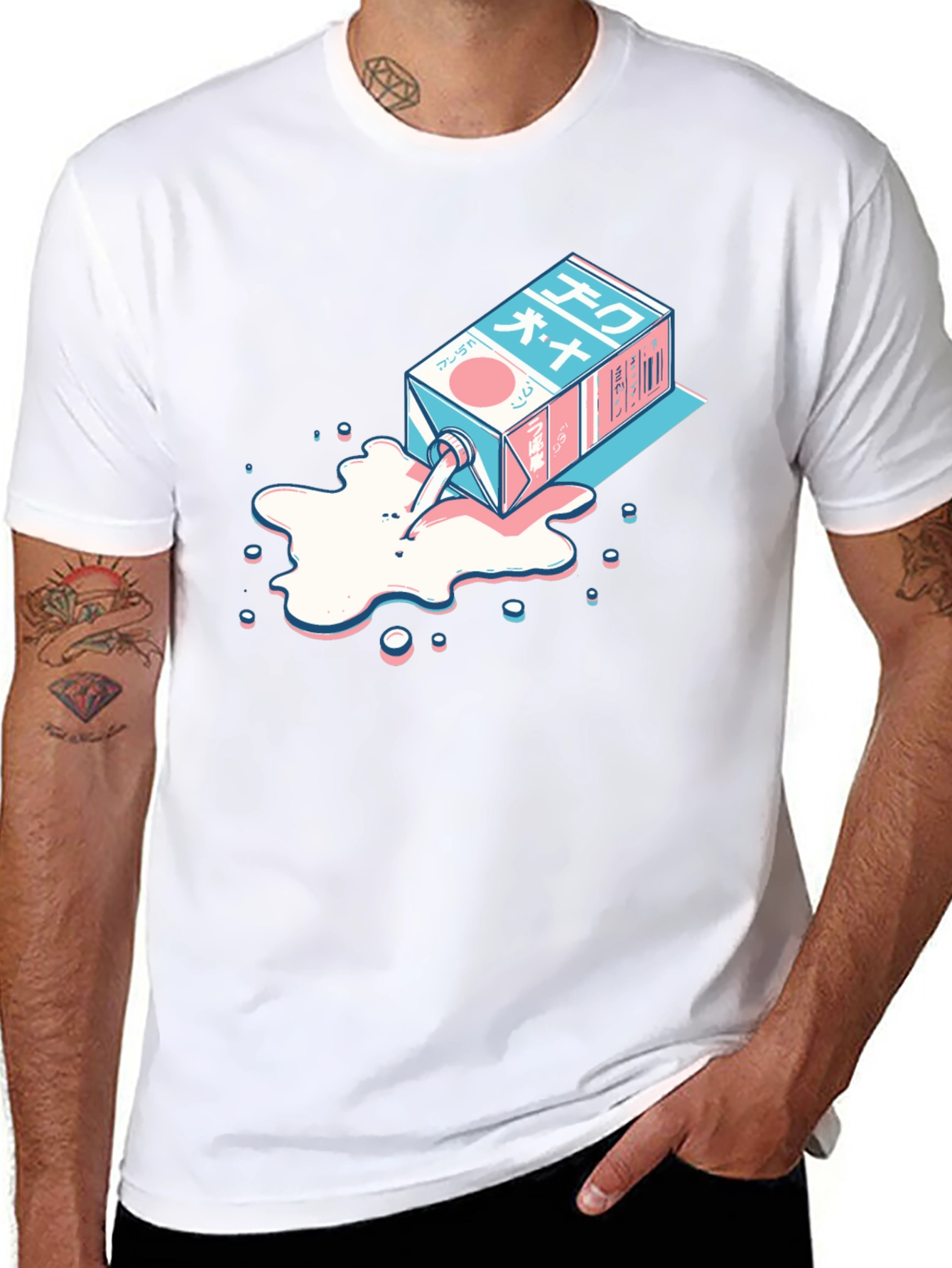 Anime Milk Carton Spill Graphic Tee - Cool Streetwear