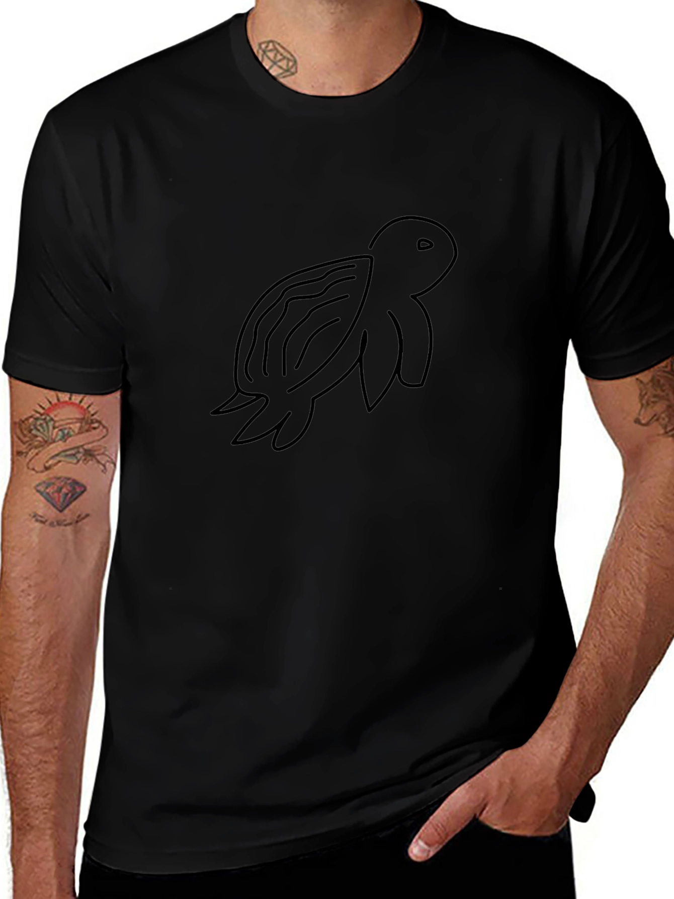Turtle Graphic Black T-Shirt - Casual Comfort