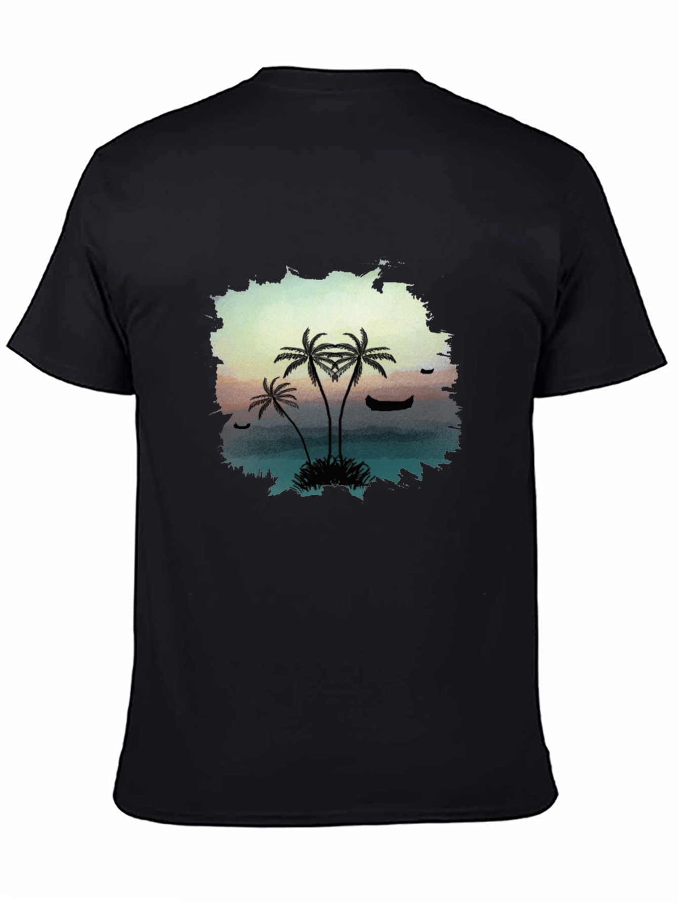 Tropical Palm Tree Graphic Black T-Shirt