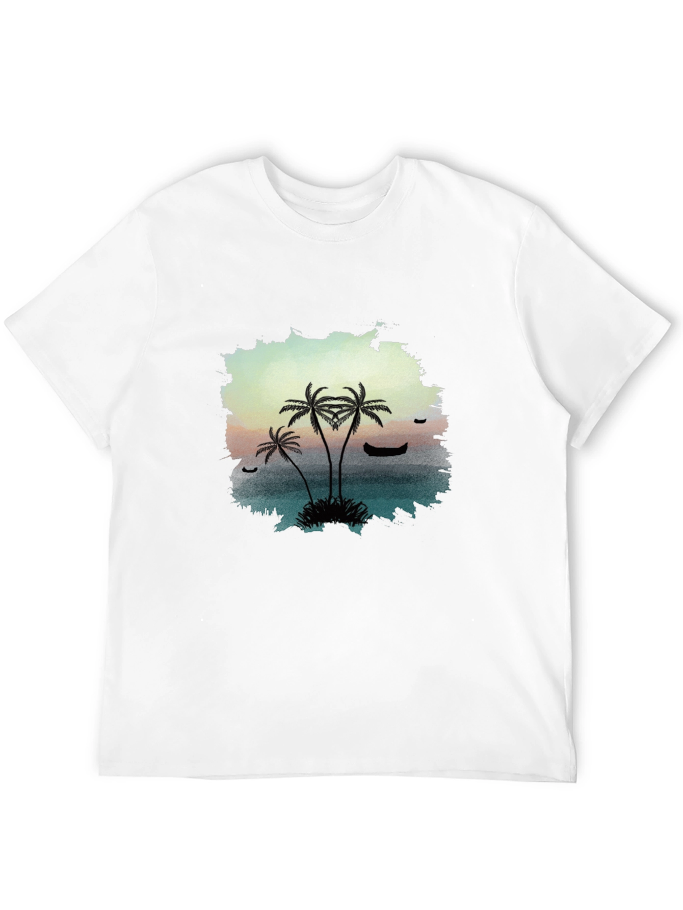 Tropical Palm Tree Graphic Black T-Shirt