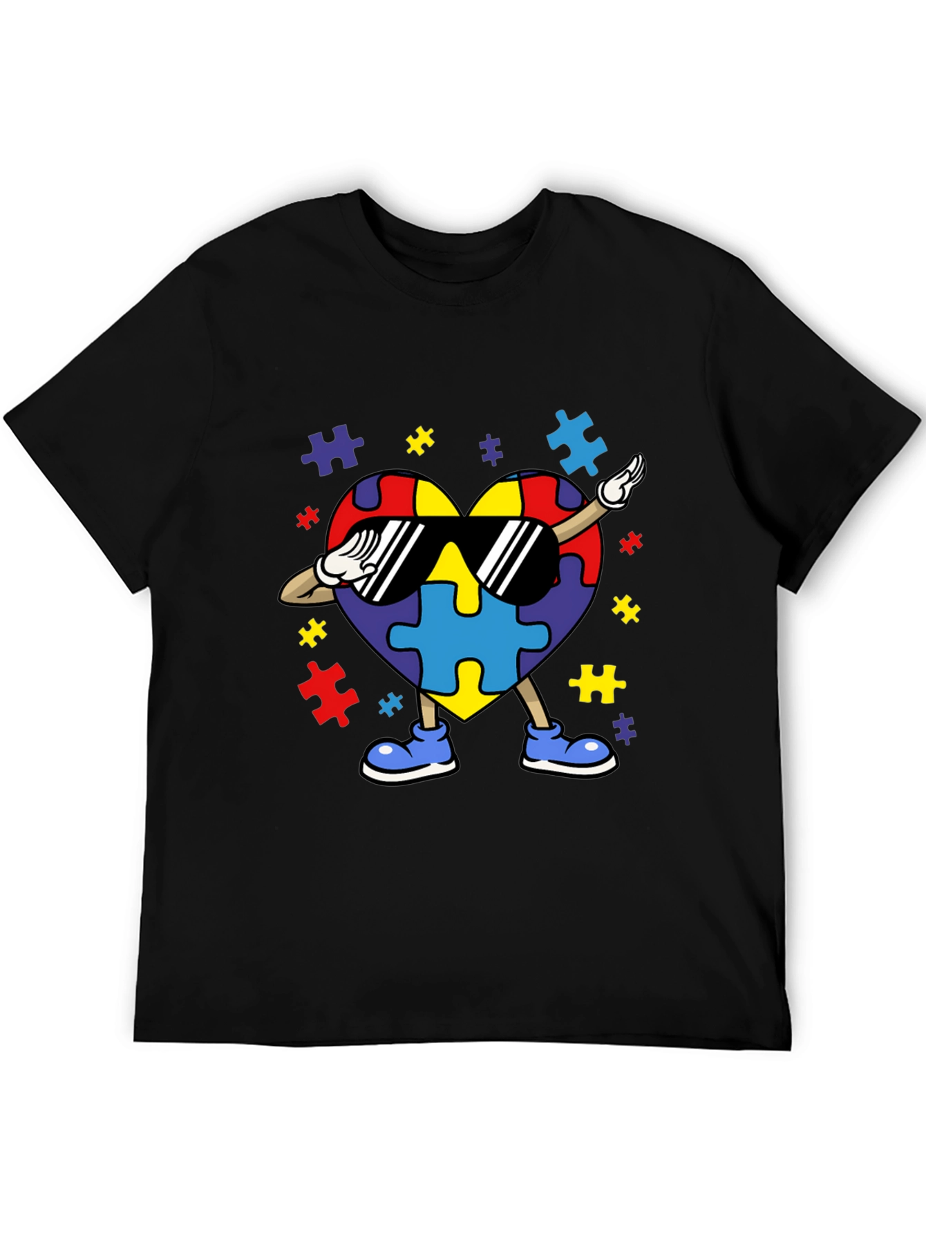 Autism Awareness Puzzle Heart Dabbing T-Shirt