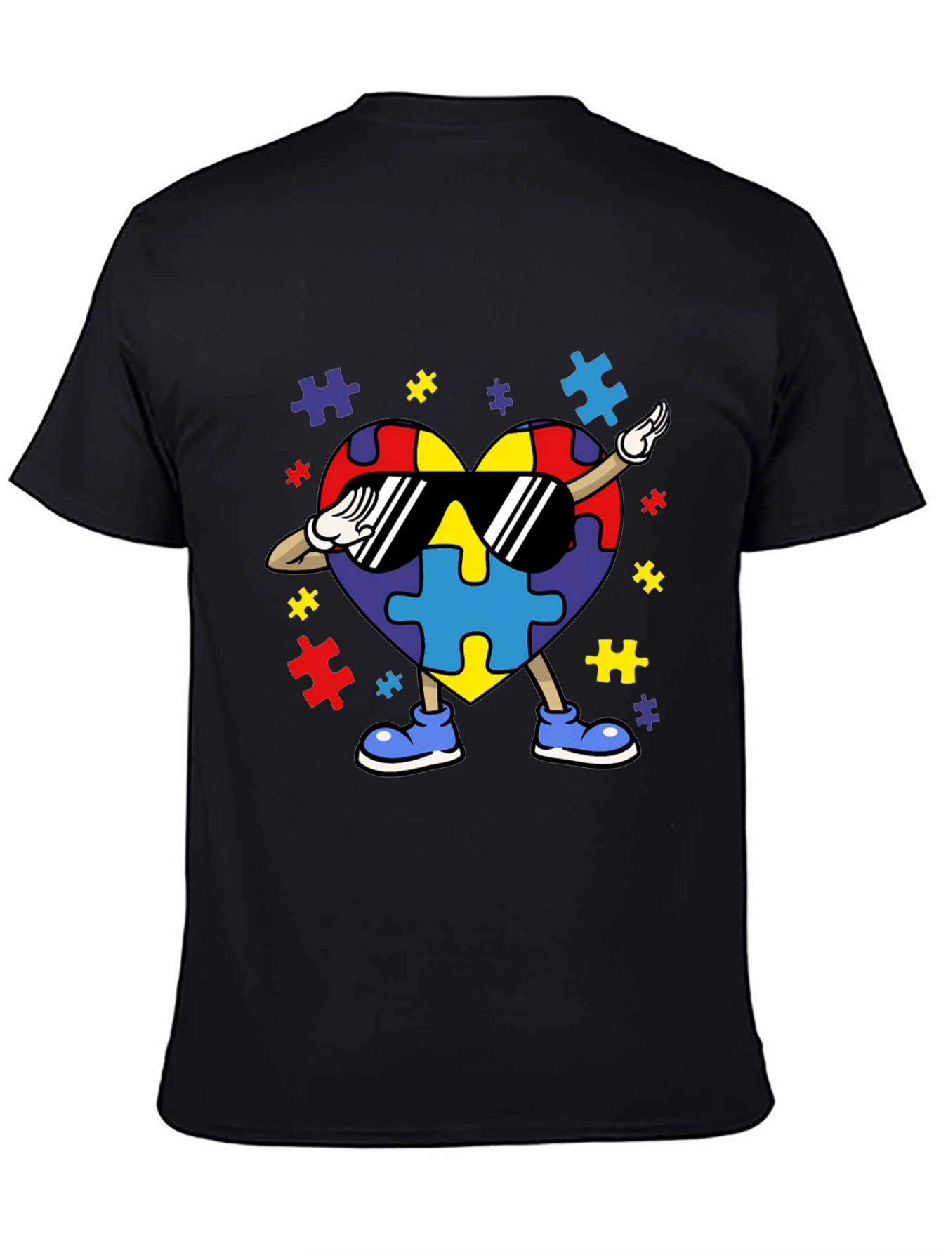 Autism Awareness Puzzle Heart Dabbing T-Shirt