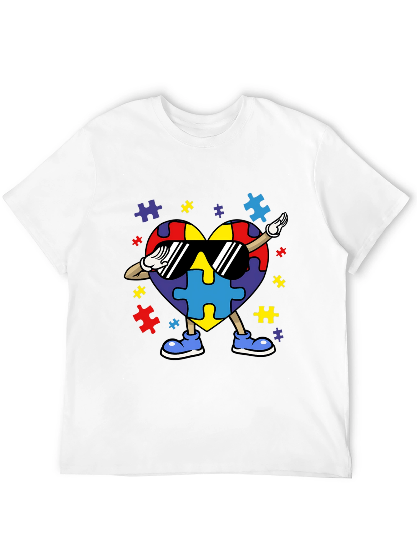 Autism Awareness Puzzle Heart Dabbing T-Shirt