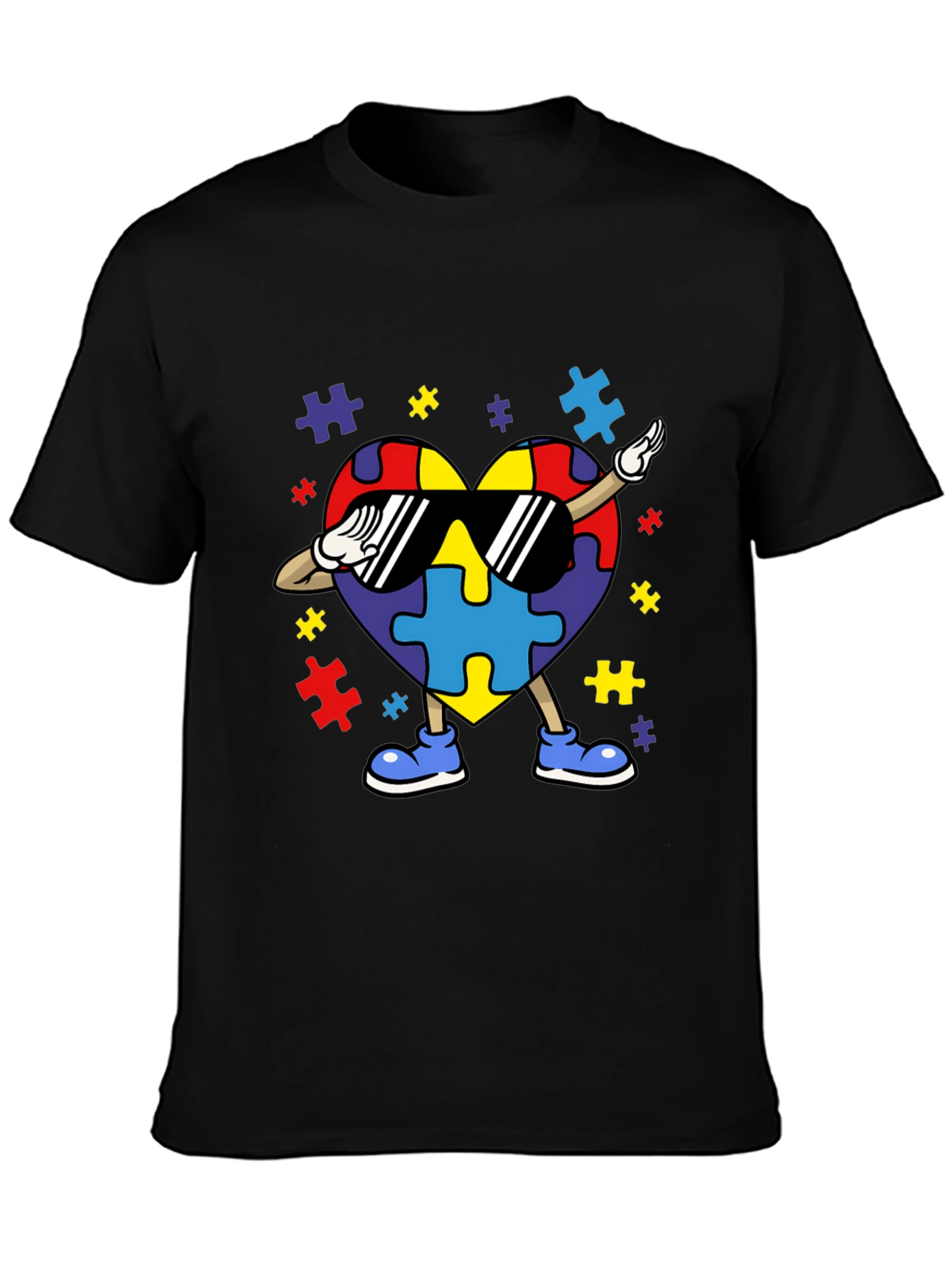 Autism Awareness Puzzle Heart Dabbing T-Shirt