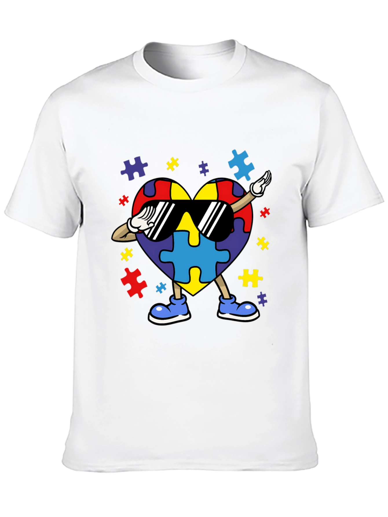 Autism Awareness Puzzle Heart Dabbing T-Shirt
