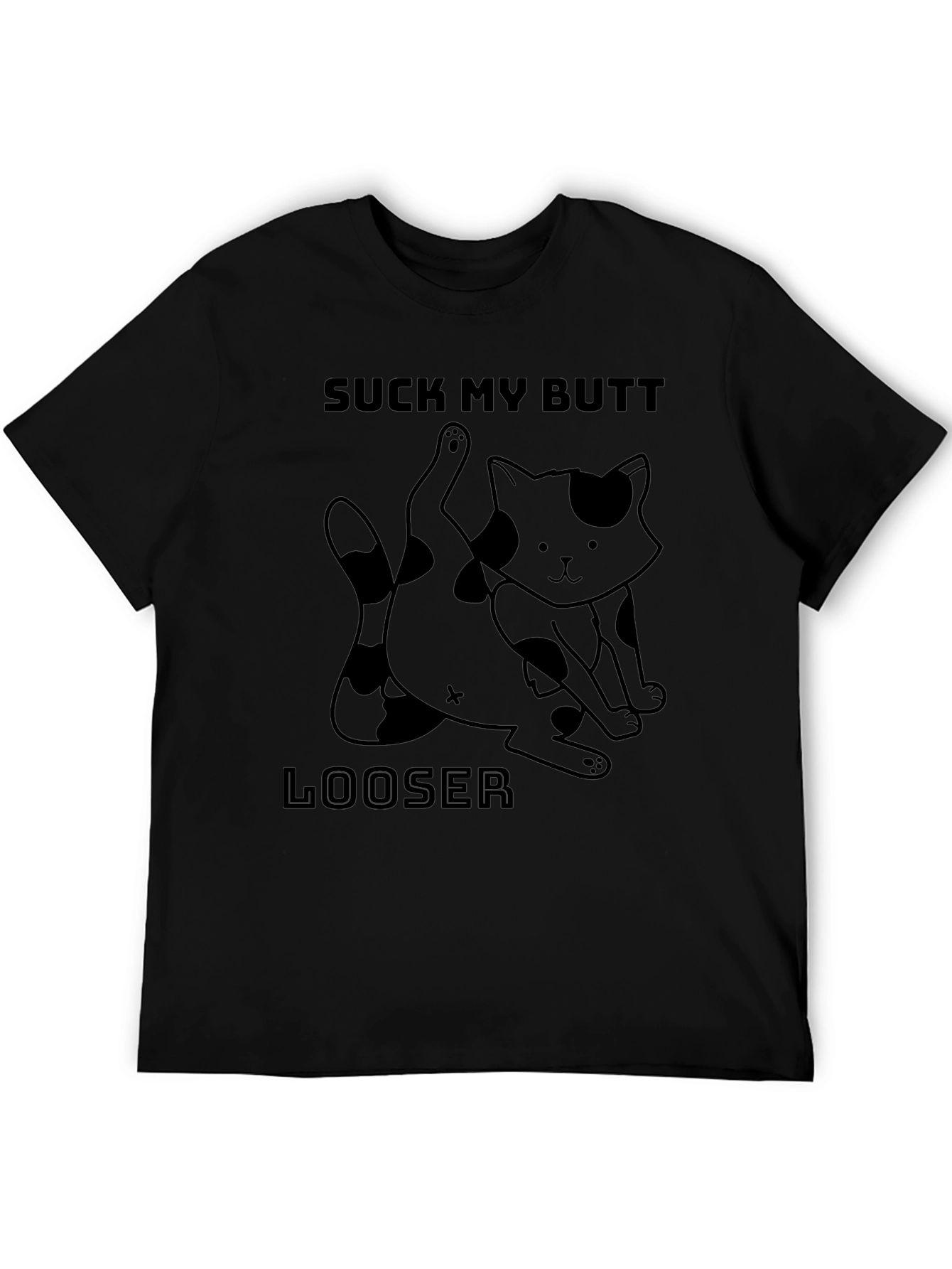 Suck My Butt Looser Cat Graphic Tee Black