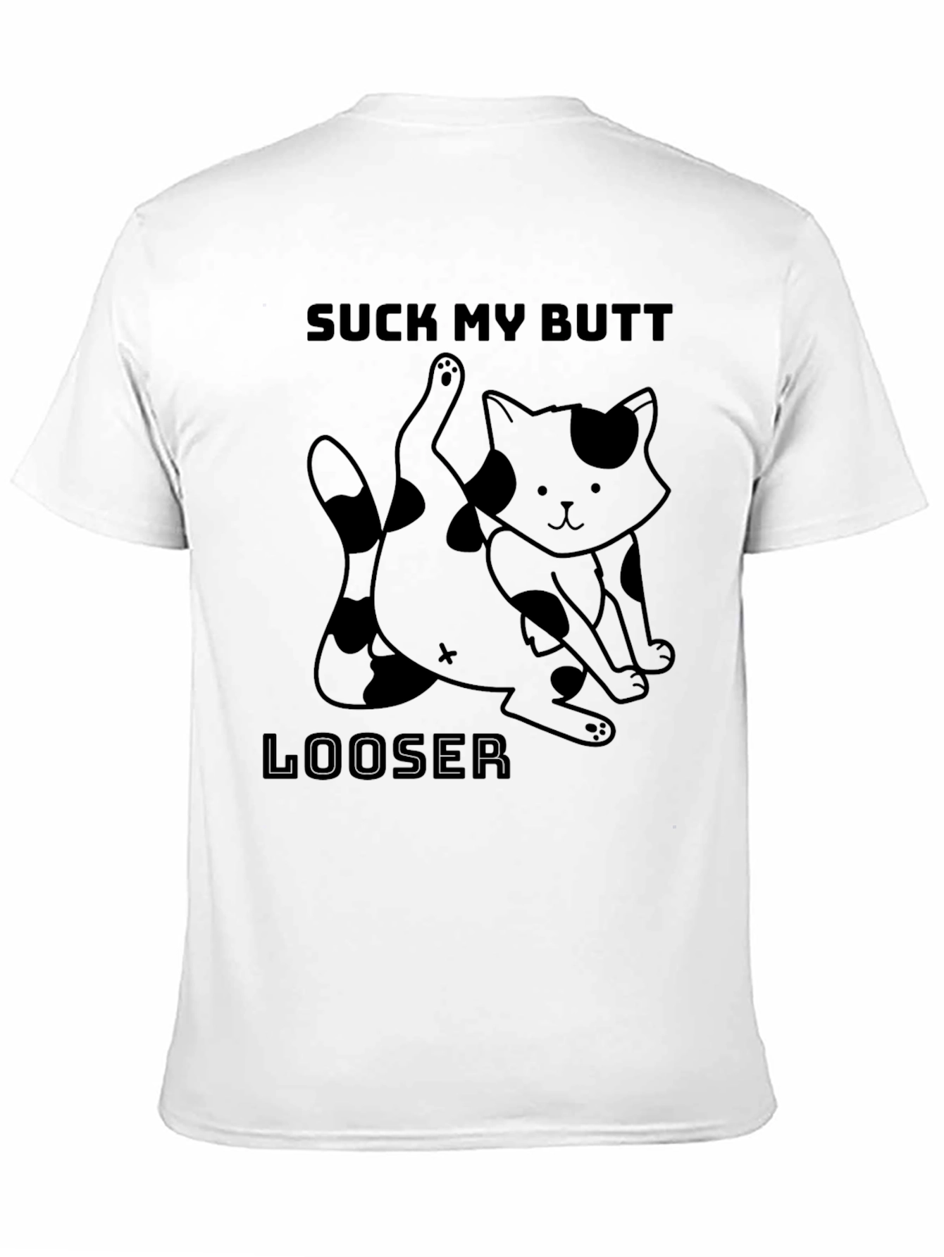 Suck My Butt Looser Cat Graphic Tee Black