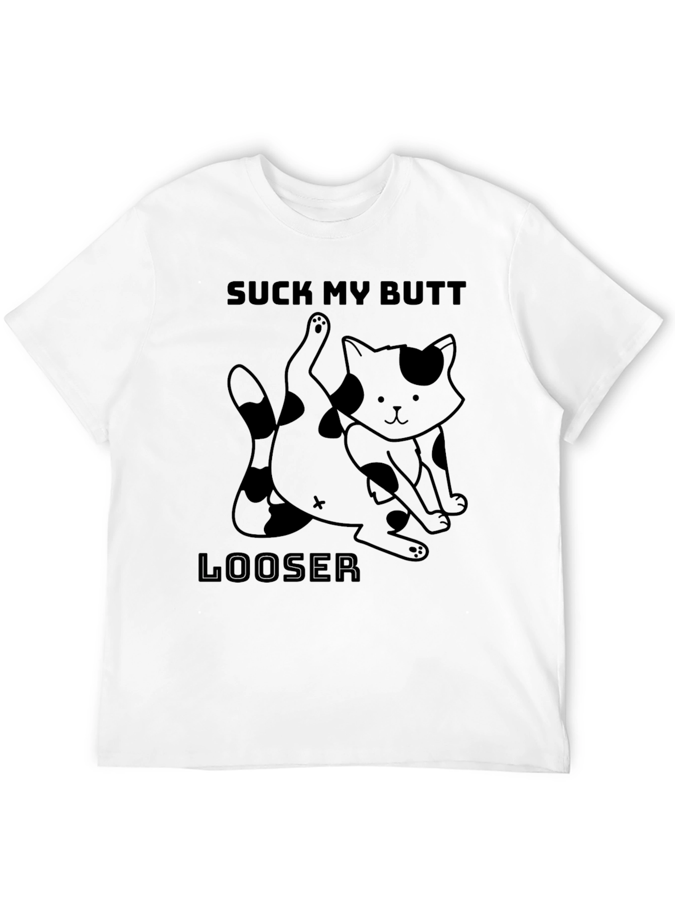 Suck My Butt Looser Cat Graphic Tee Black