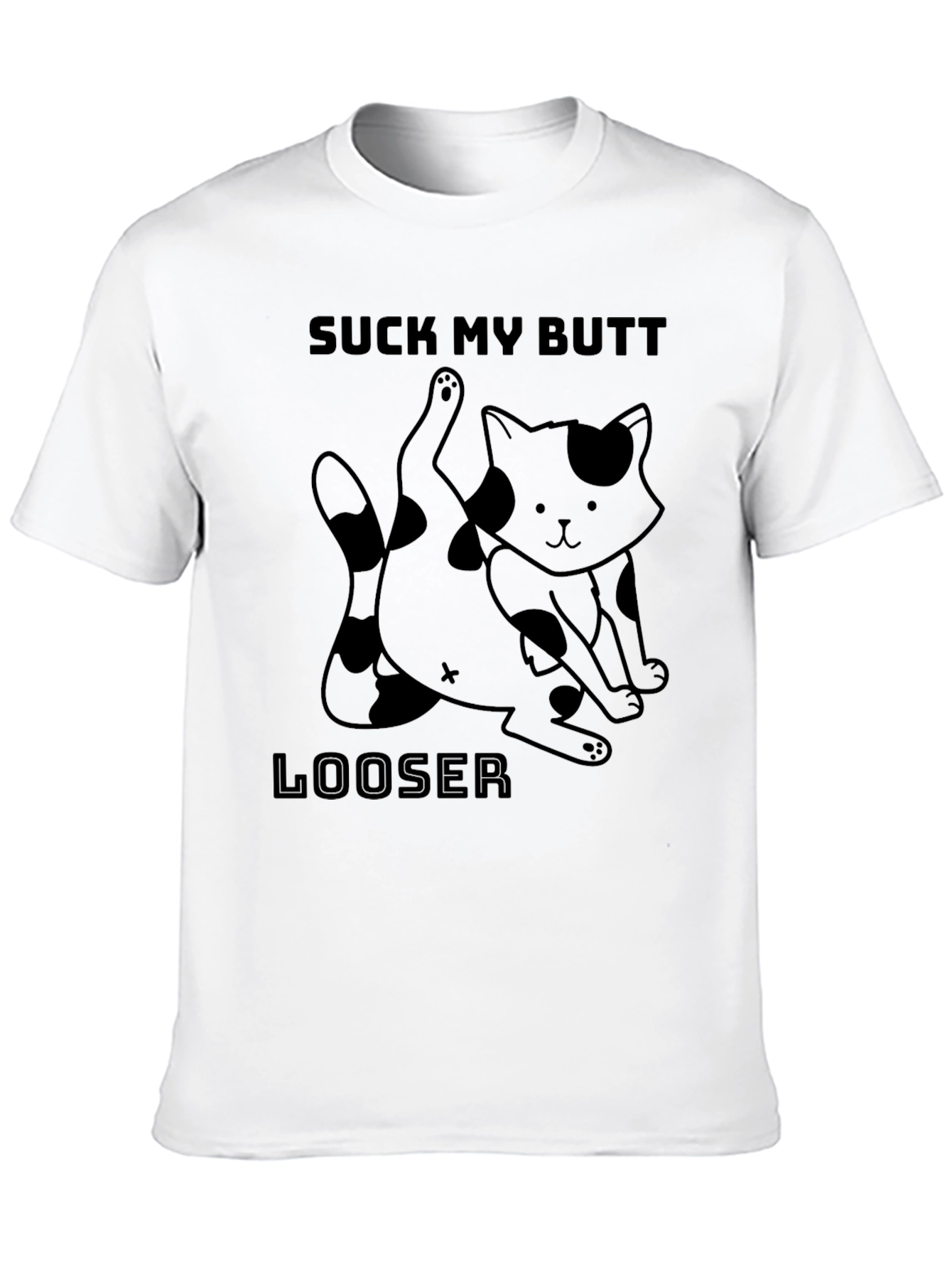 Suck My Butt Looser Cat Graphic Tee Black