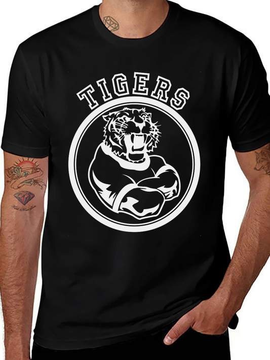 Tigers Graphic Tee - Black Cotton T-Shirt