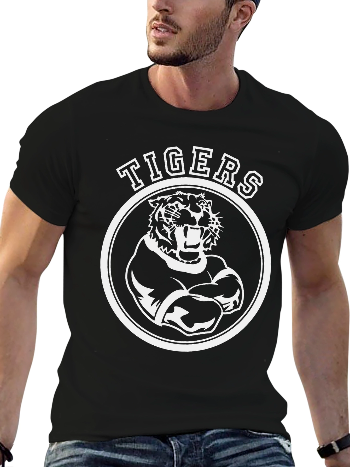 Tigers Graphic Tee - Black Cotton T-Shirt