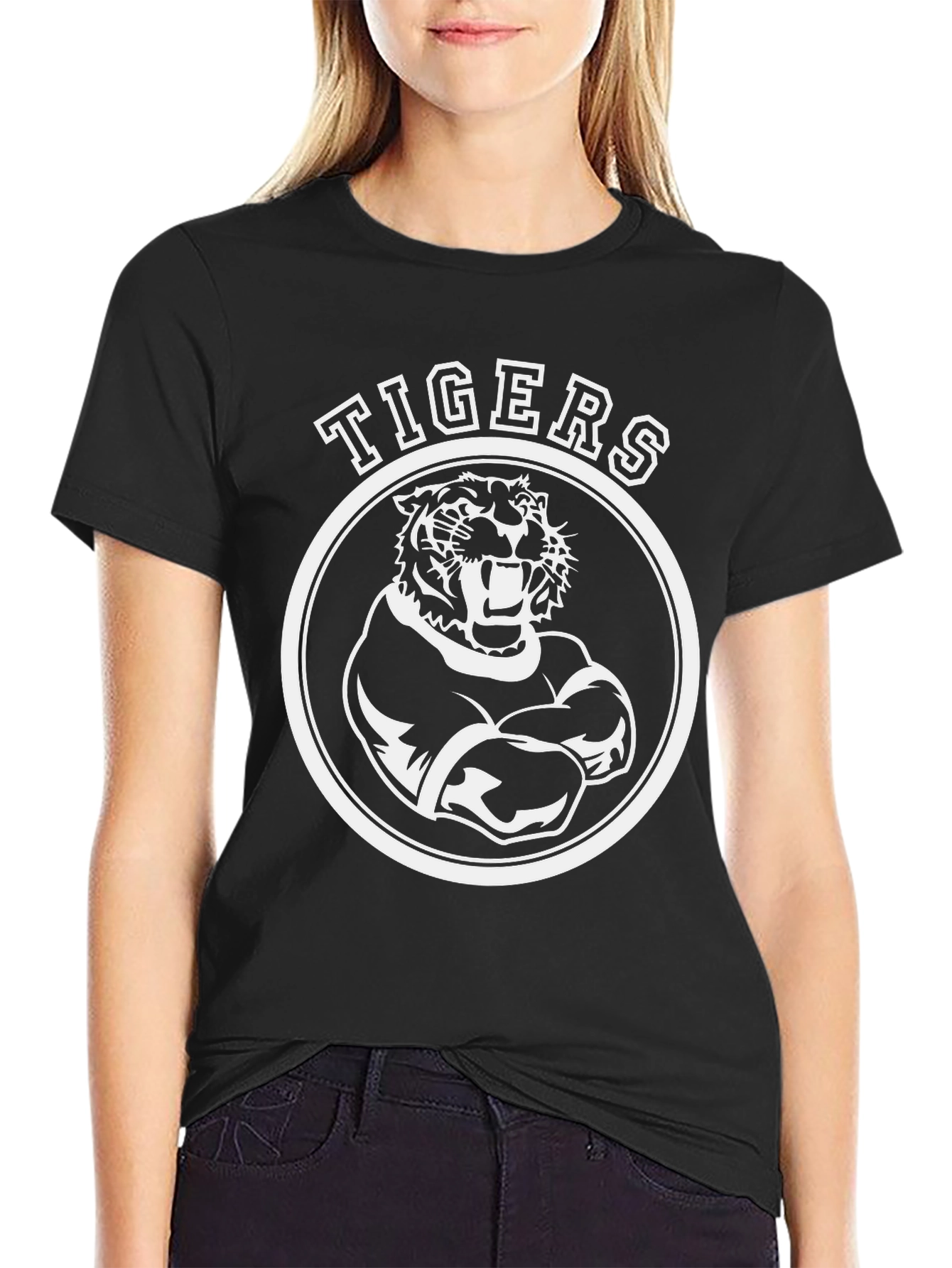 Tigers Graphic Tee - Black Cotton T-Shirt