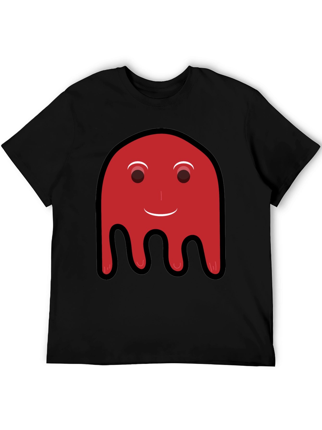 Red Ghost Graphic Print Black T-Shirt